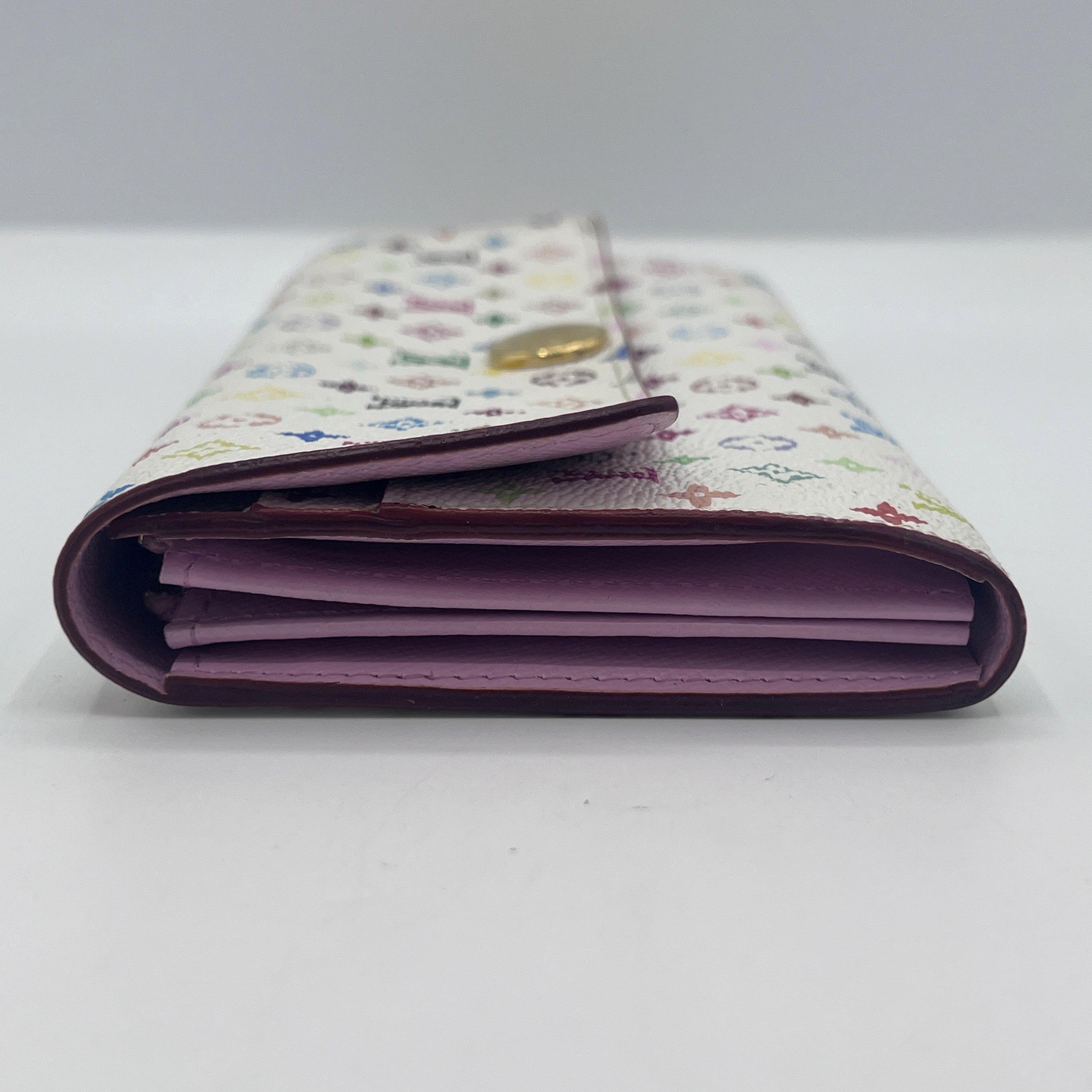 Portefeuille LOUIS VUITTON Murakami Sarah Wallet cuir blanc
