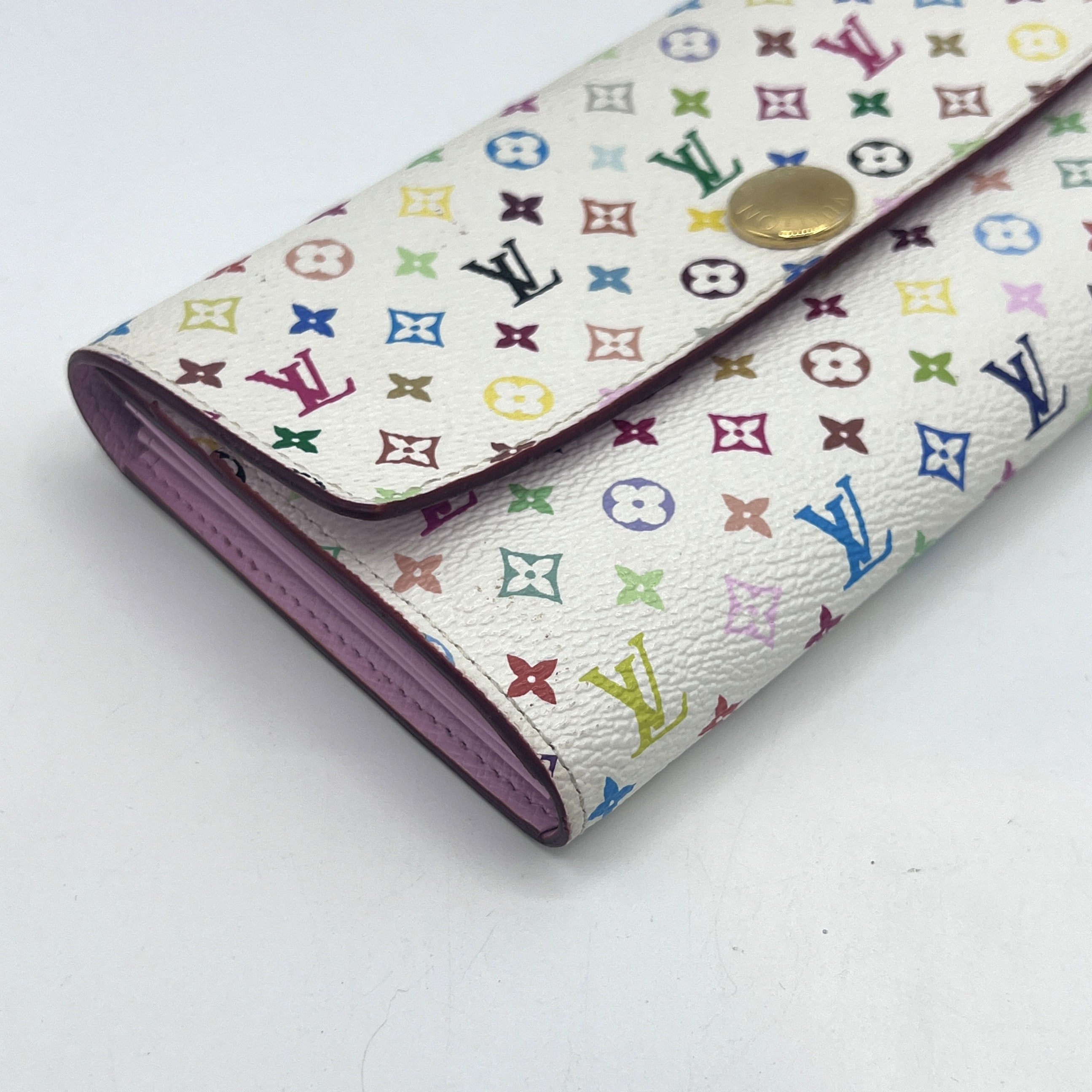 Portefeuille LOUIS VUITTON Murakami Sarah Wallet cuir blanc