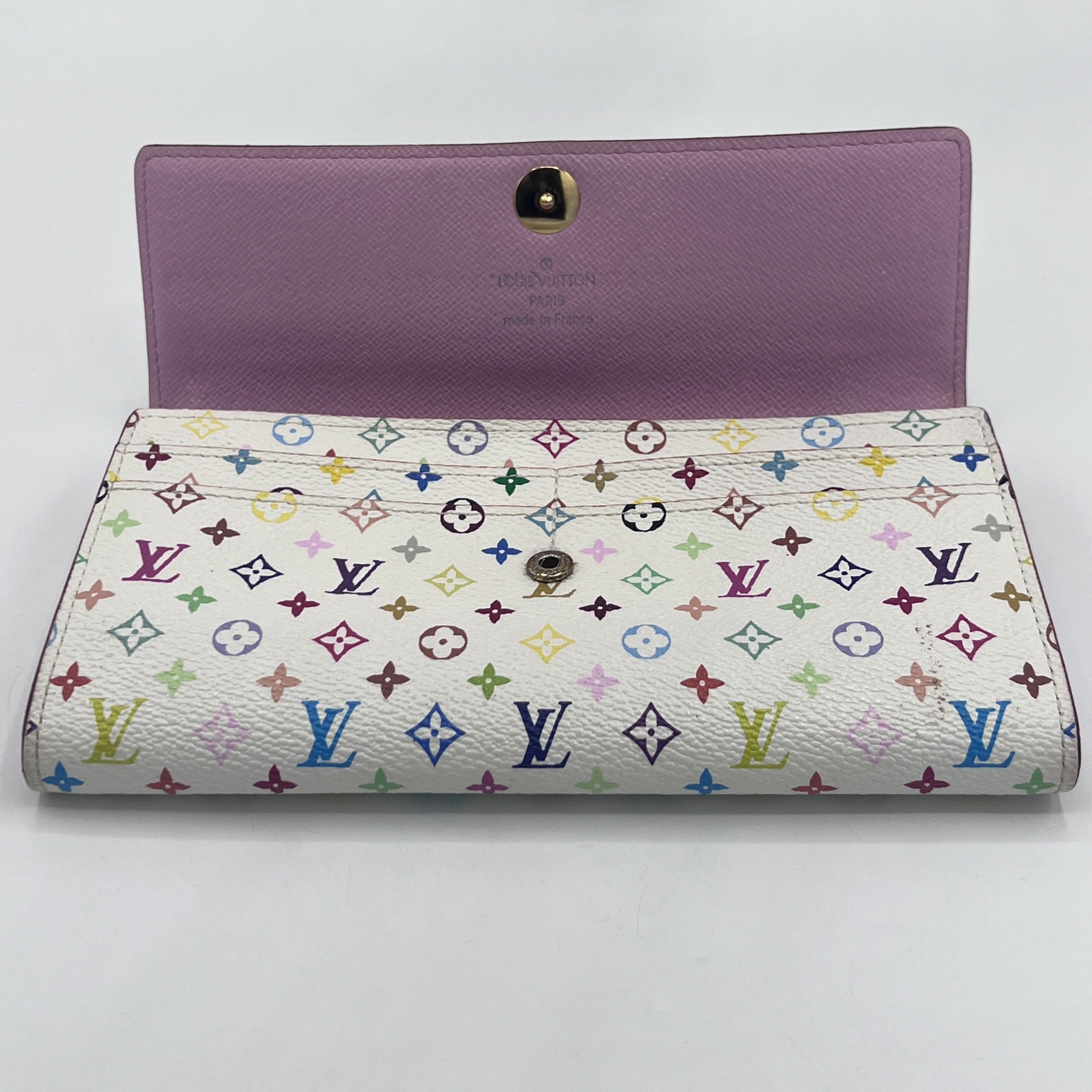 Portefeuille LOUIS VUITTON Murakami Sarah Wallet cuir blanc