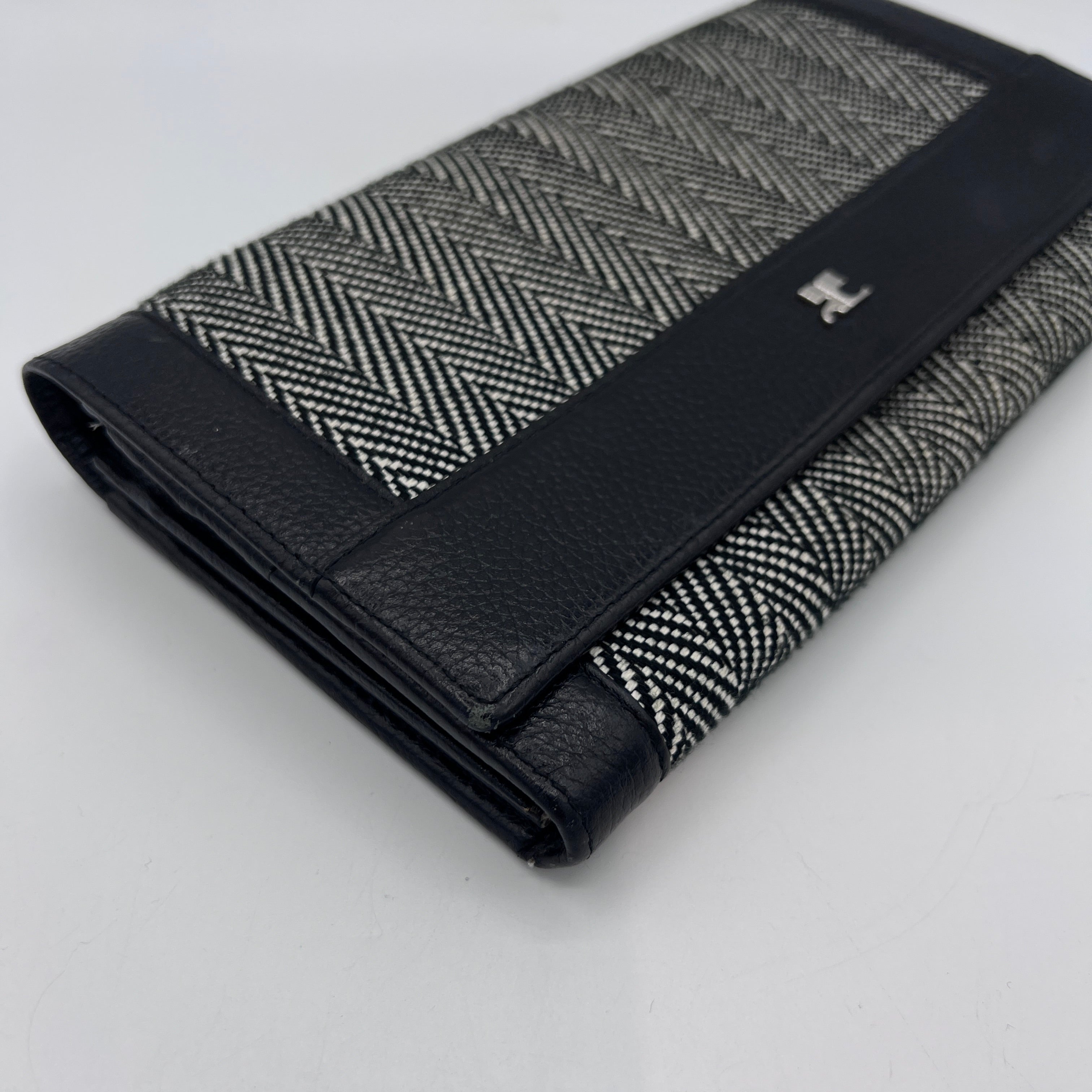 Pochette COURREGES toile et cuir noir