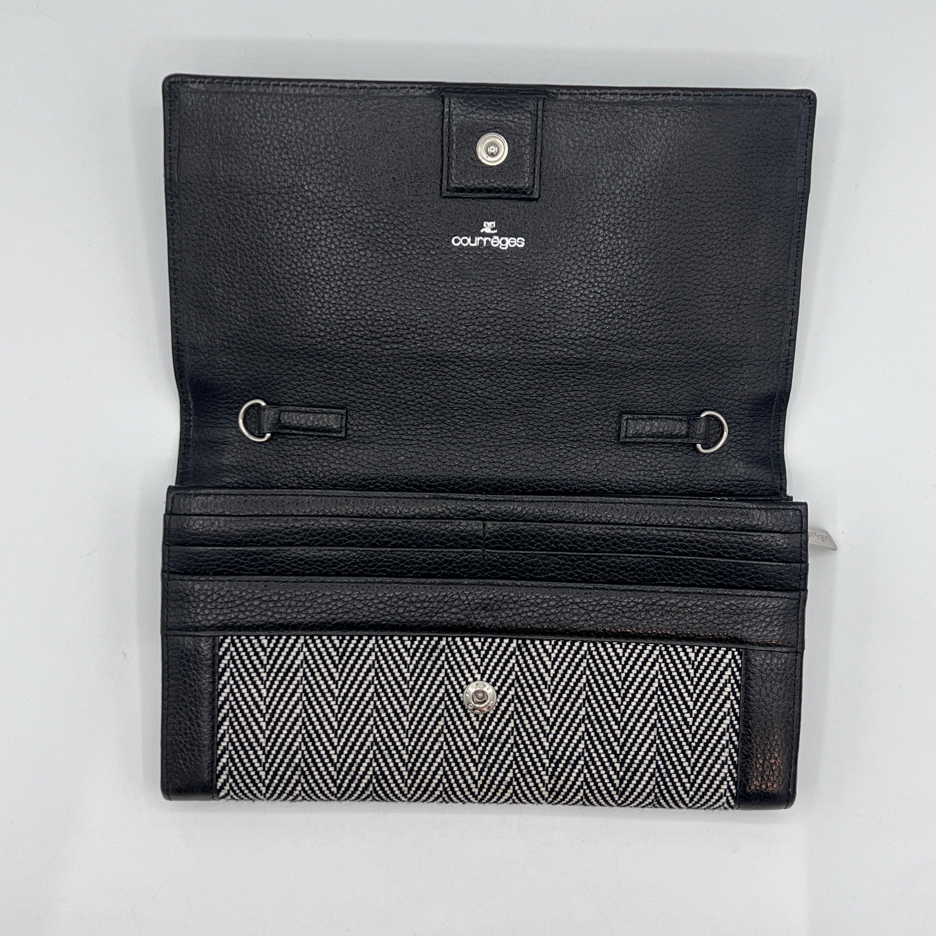 Pochette COURREGES toile et cuir noir