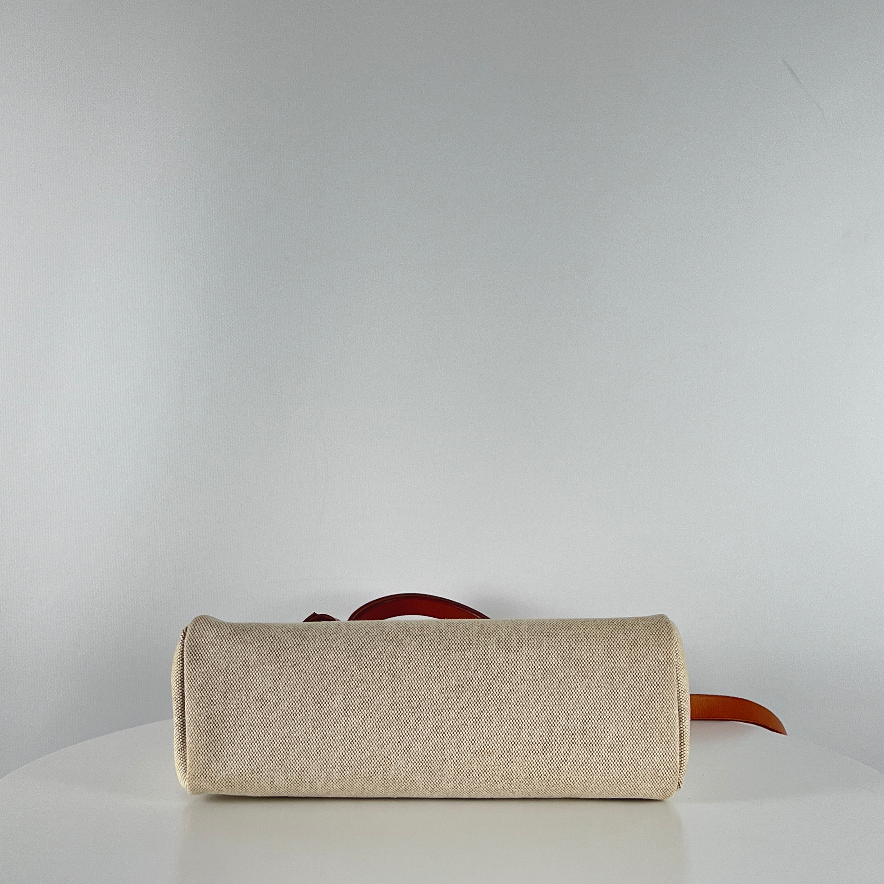 Sac à main HERMES Herbag toile et cuir marron