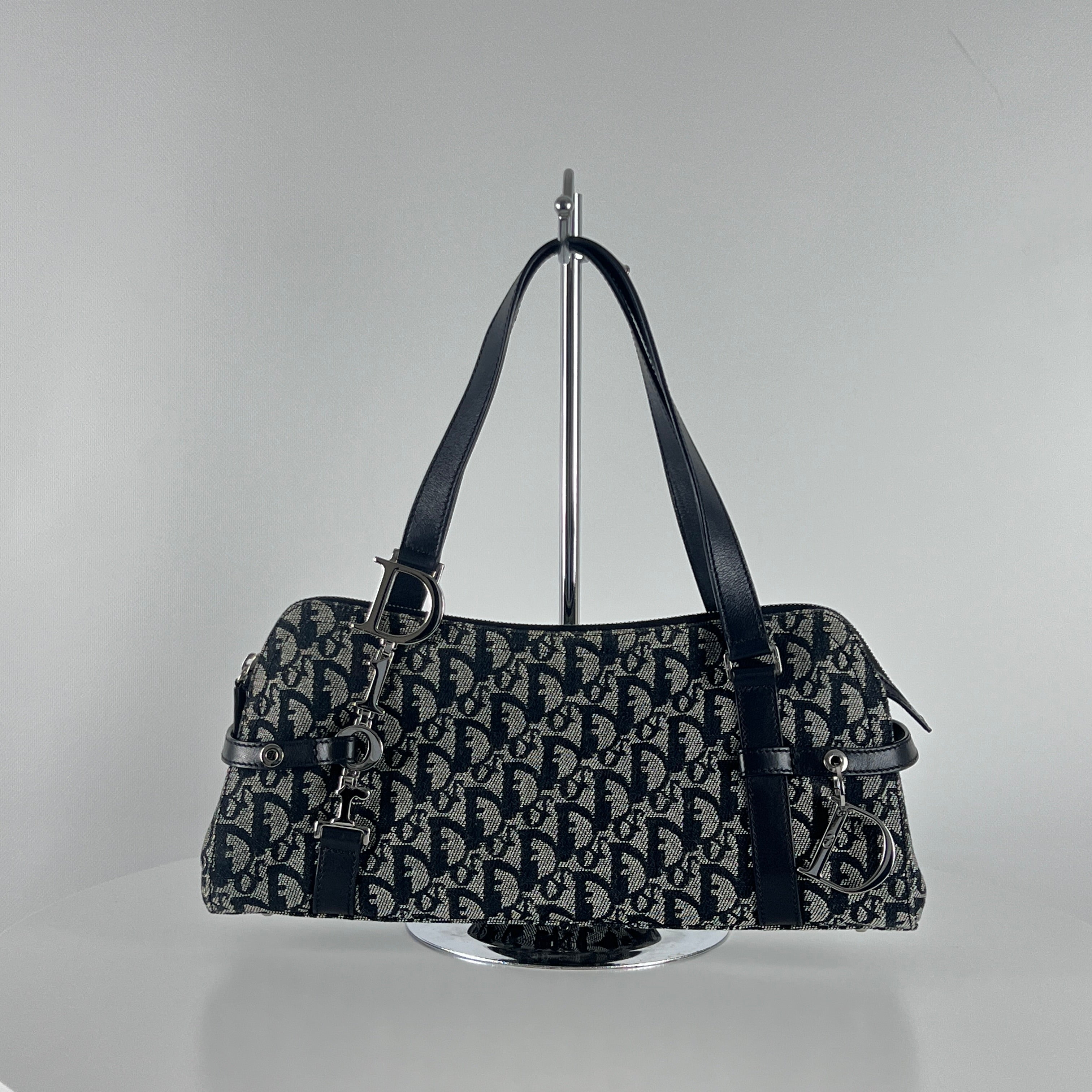 Sac à main DIOR Trotter toile et cuir navy