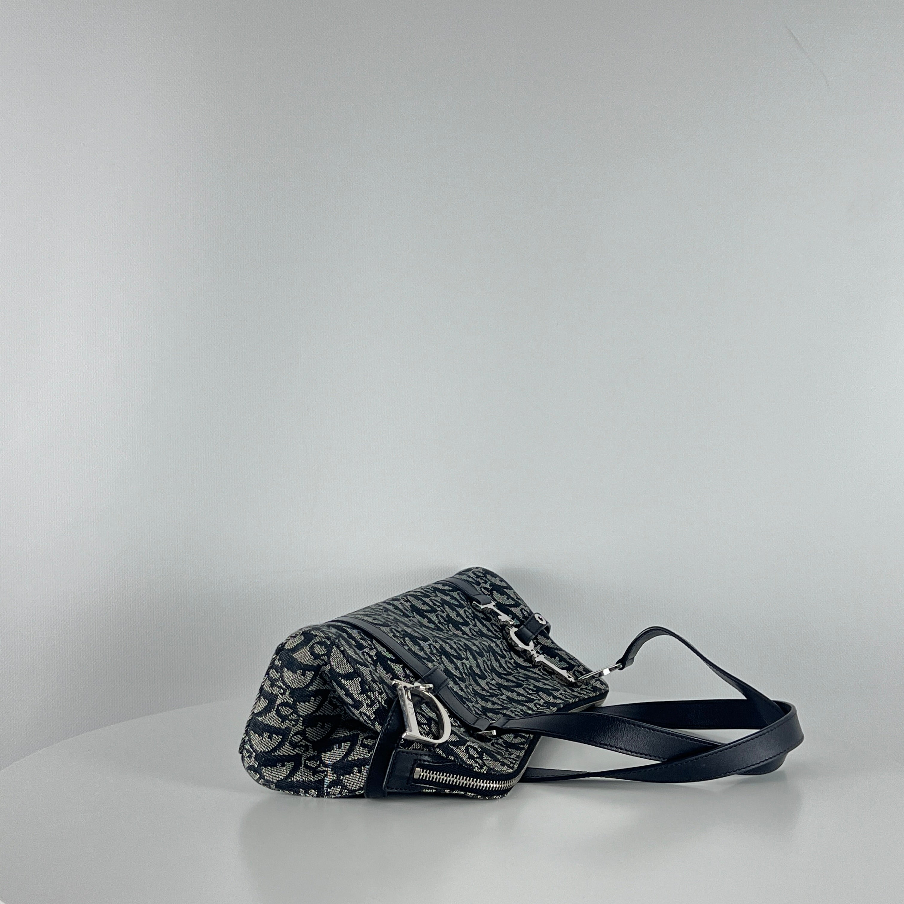 Sac à main DIOR Trotter toile et cuir navy