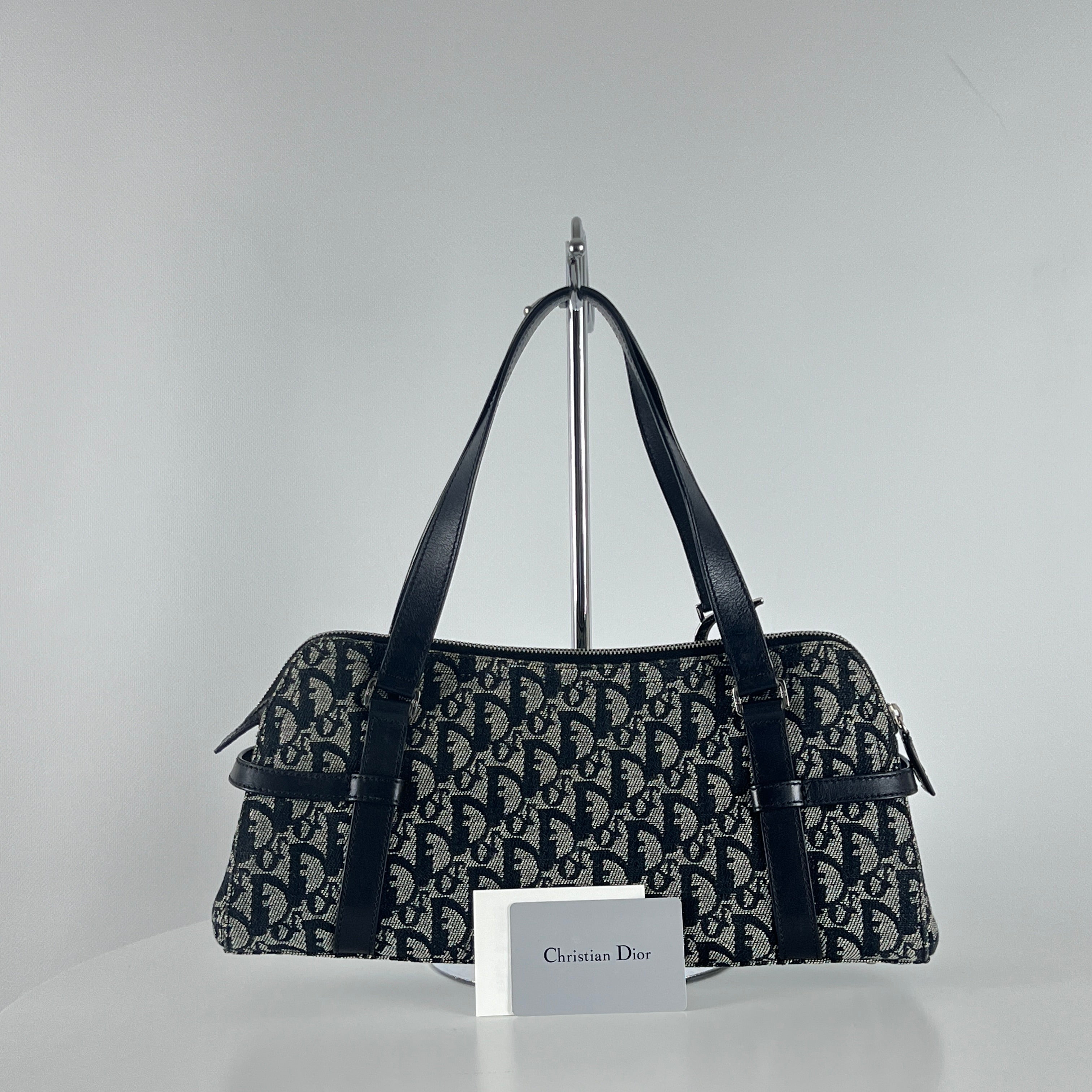 Sac à main DIOR Trotter toile et cuir navy