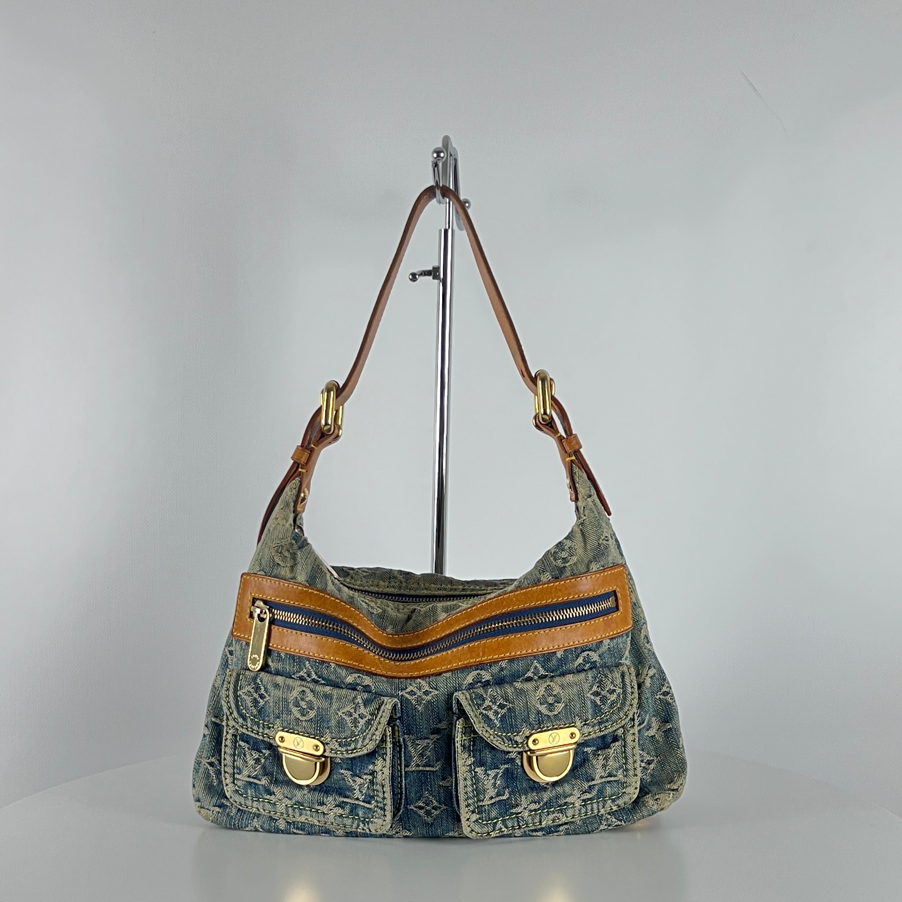 Sac à main LOUIS VUITTON Baggy denim bleu