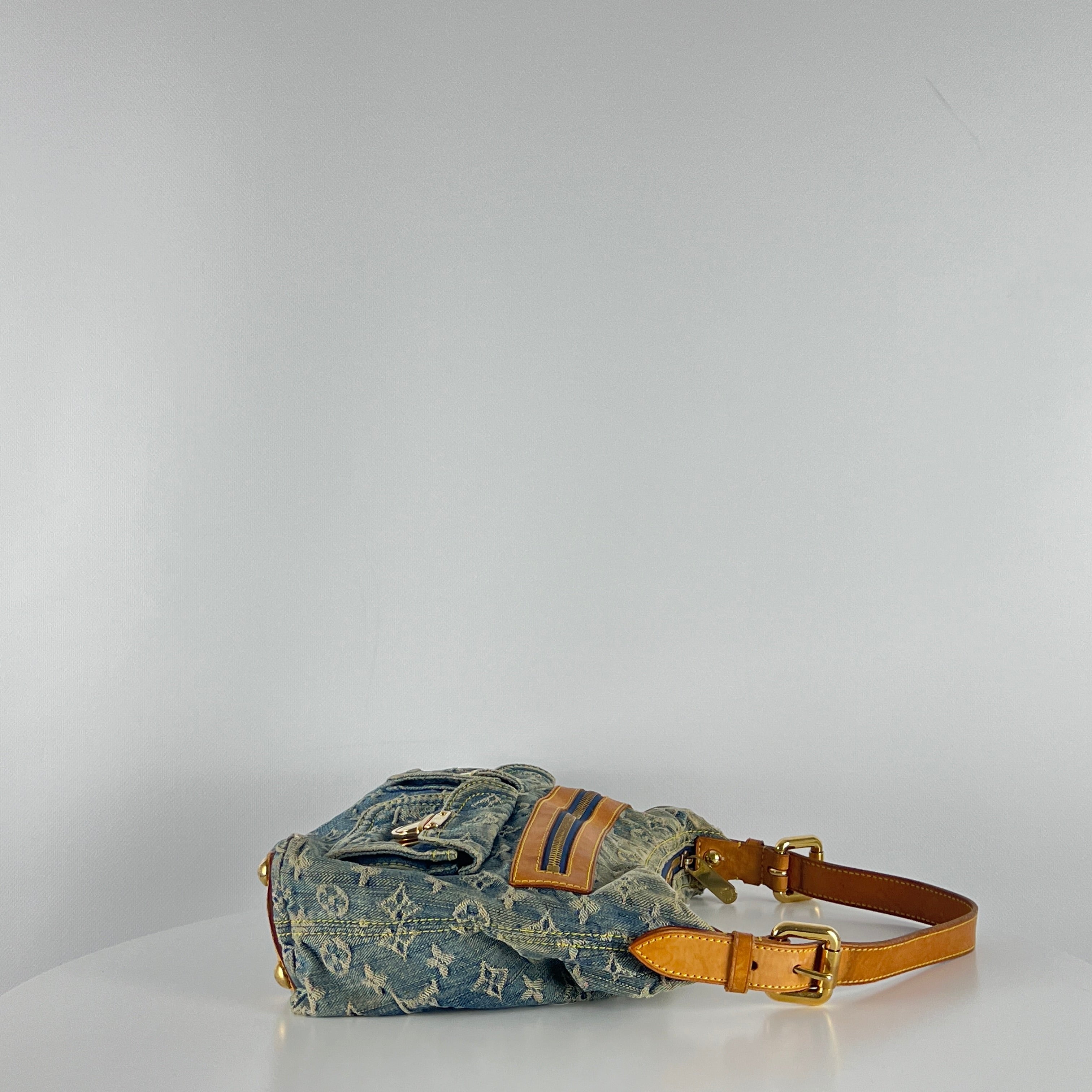 Sac à main LOUIS VUITTON Baggy denim bleu