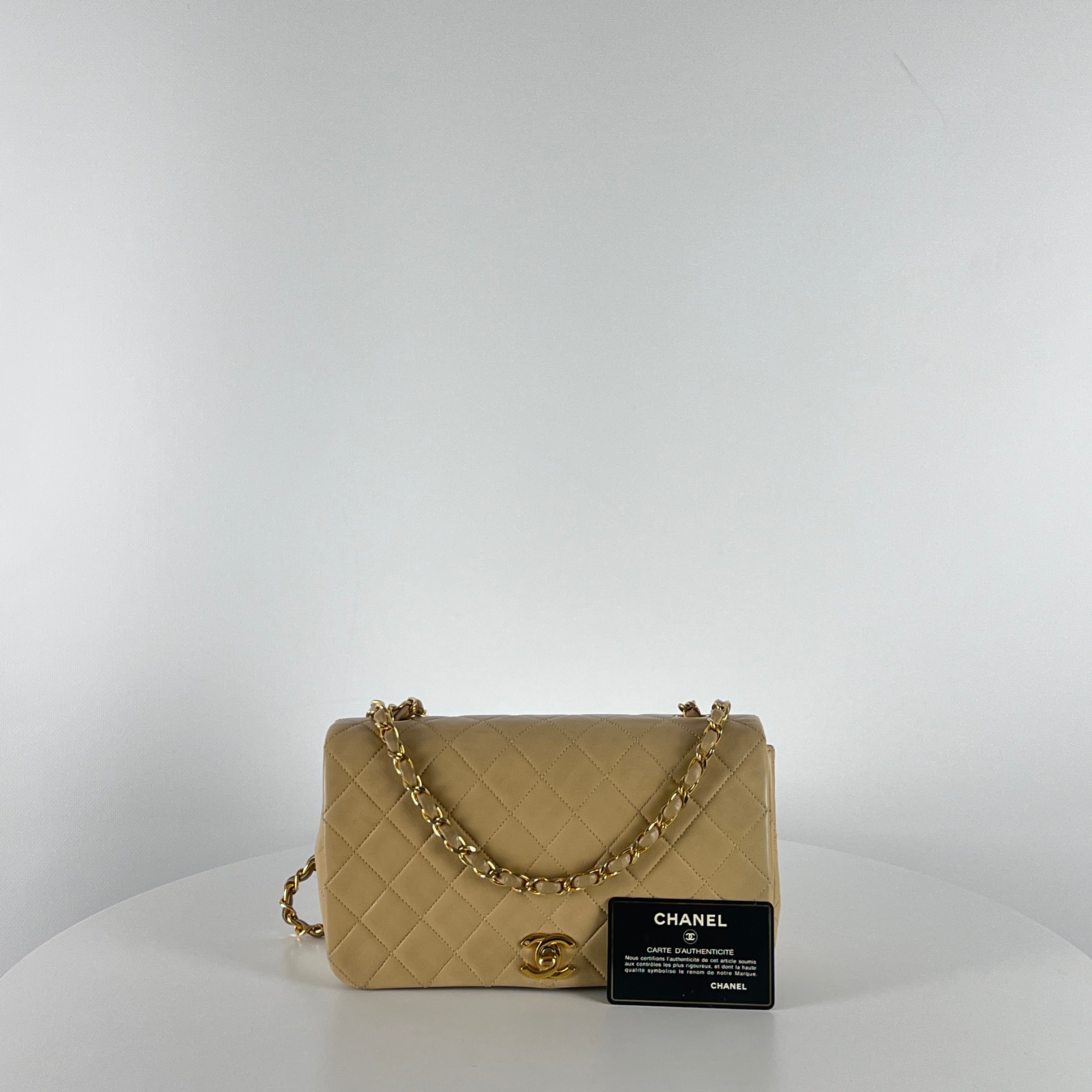 Sac à main CHANEL Timeless Classique Small cuir beige