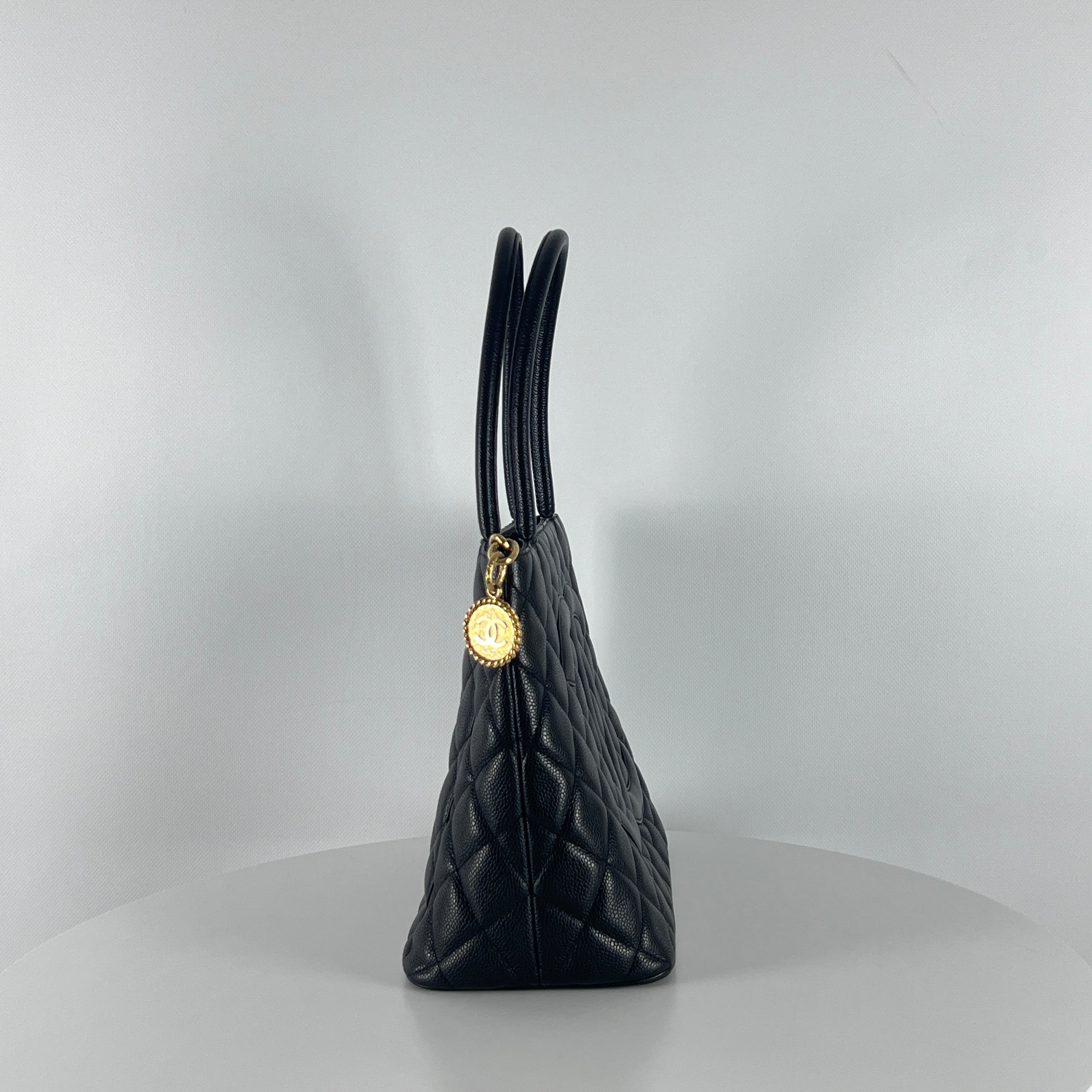 CHANEL Medaillon black leather handbag