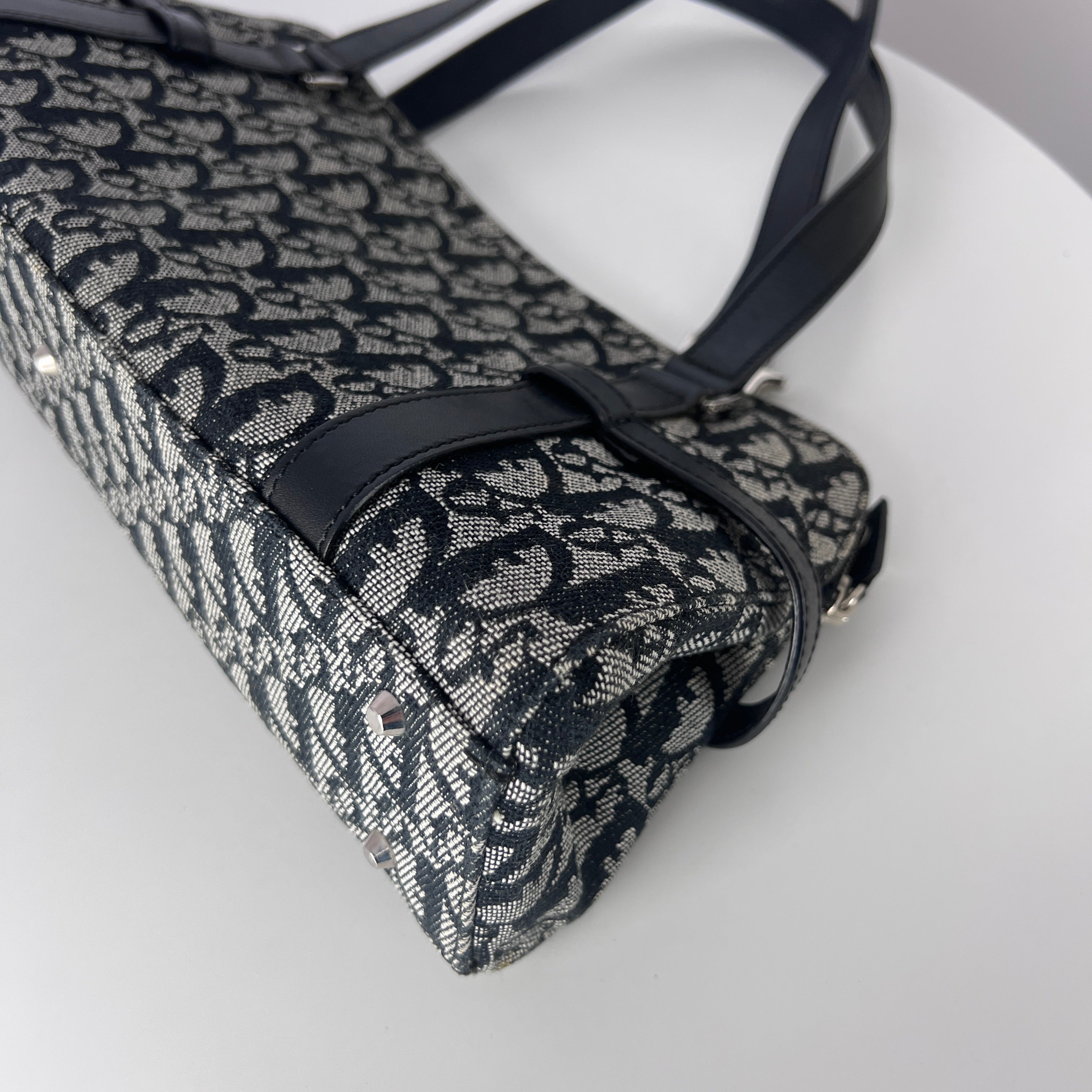 Sac à main DIOR Trotter toile et cuir navy