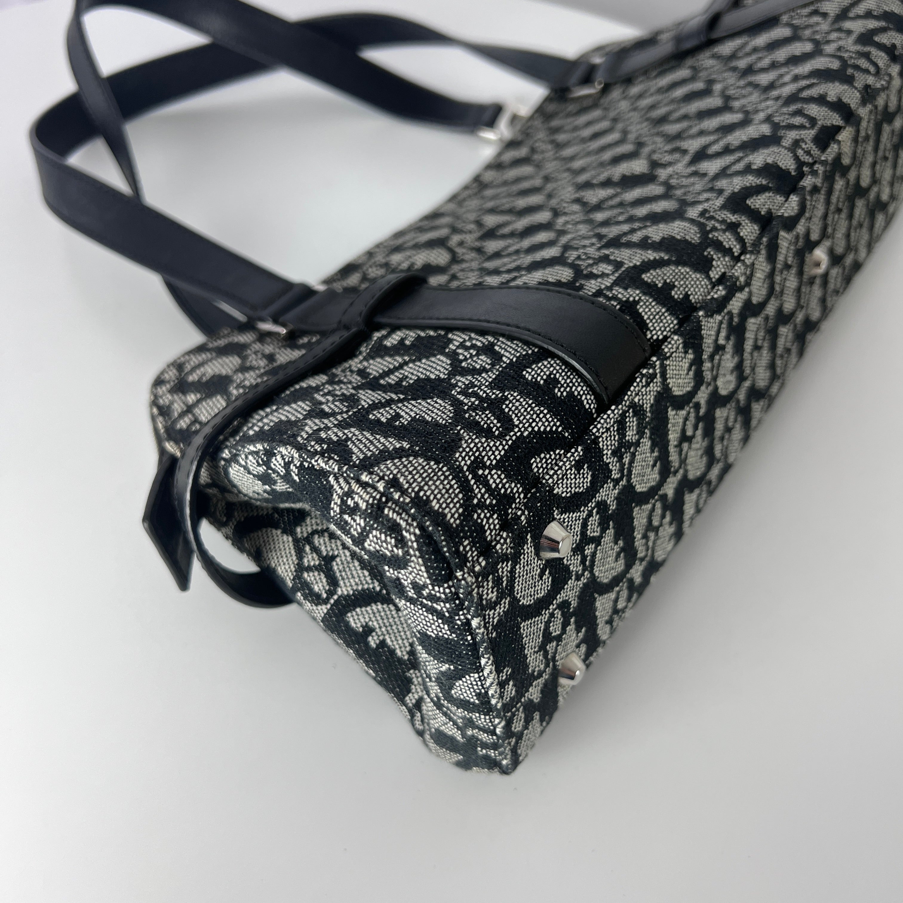 Sac à main DIOR Trotter toile et cuir navy