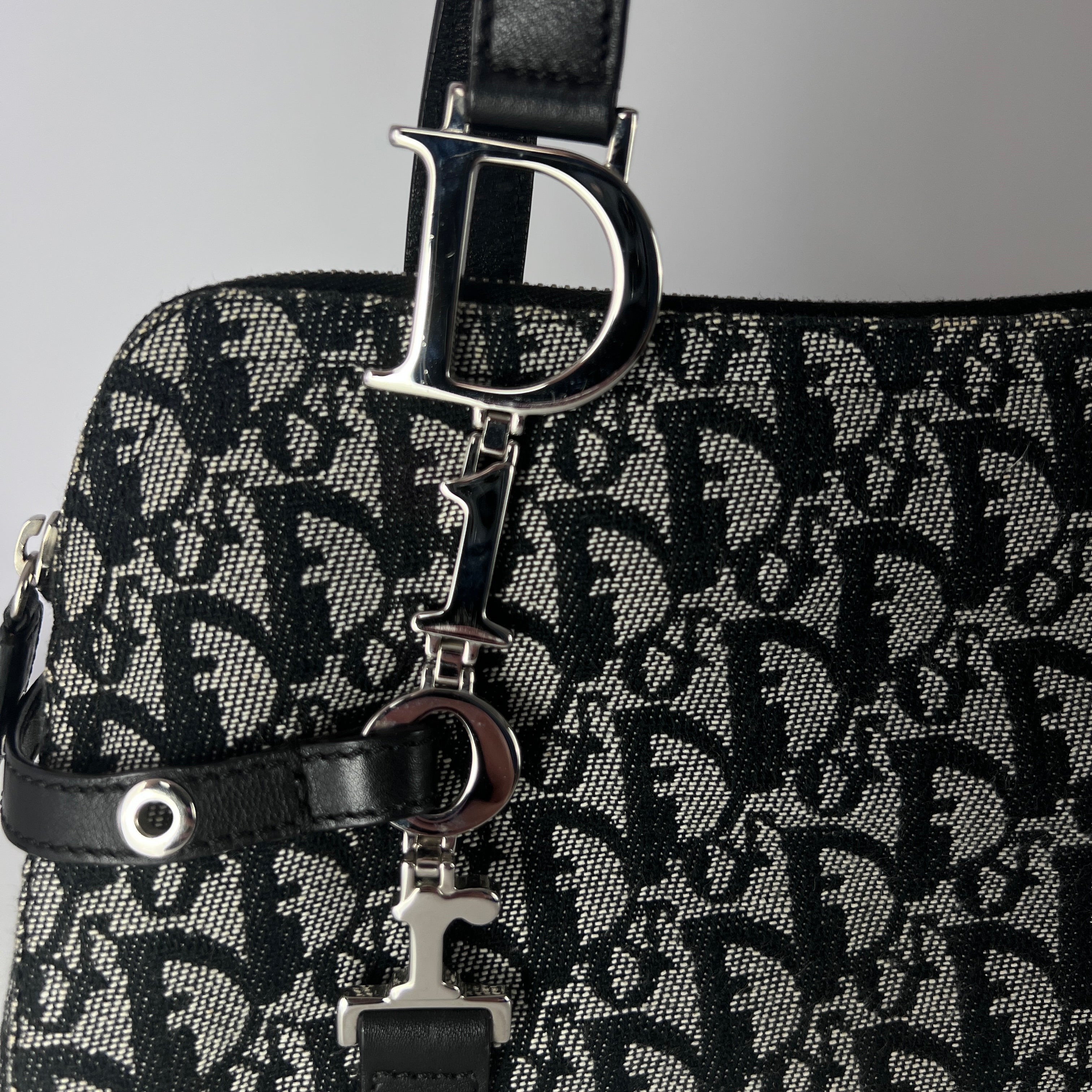 Sac à main DIOR Trotter toile et cuir navy