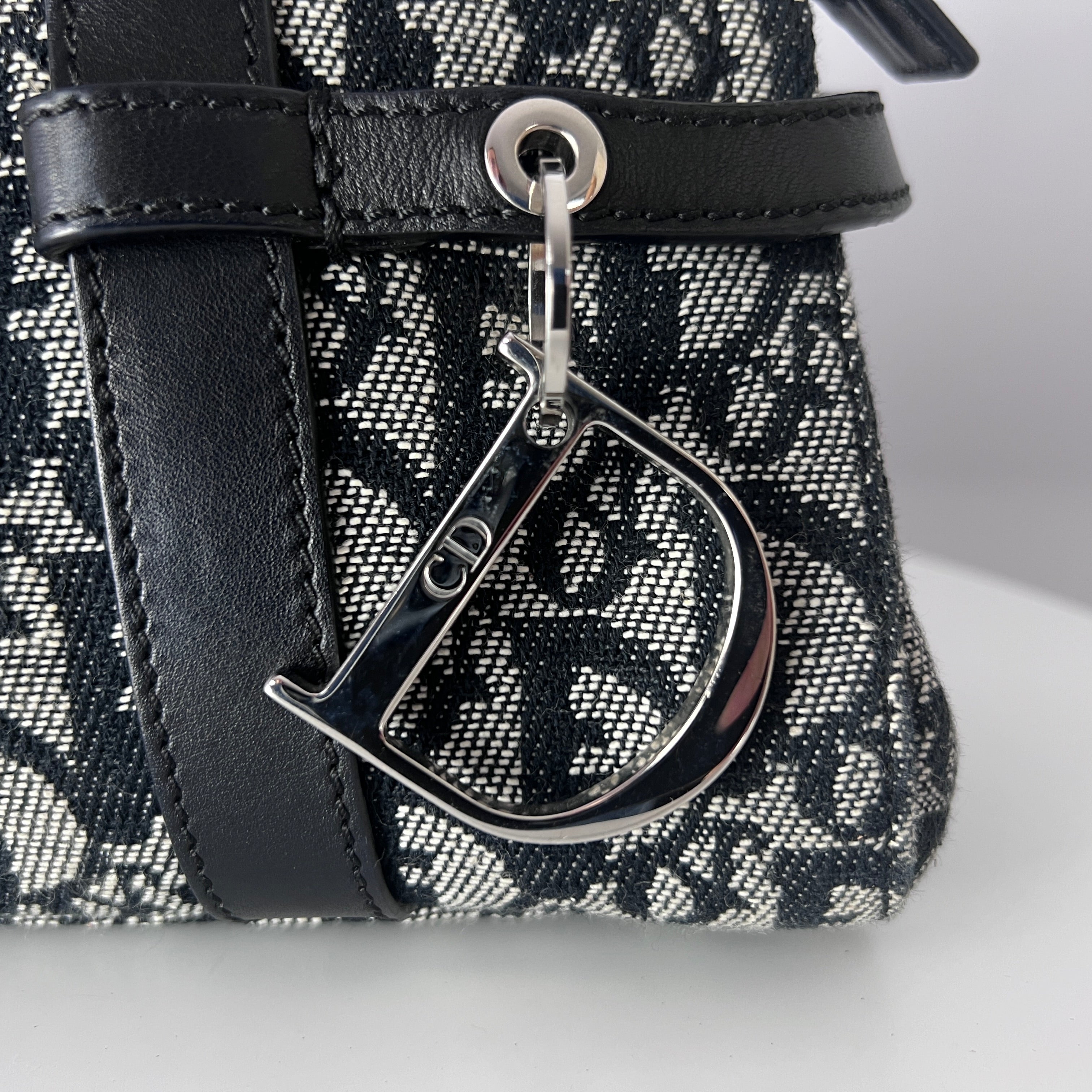 Sac à main DIOR Trotter toile et cuir navy