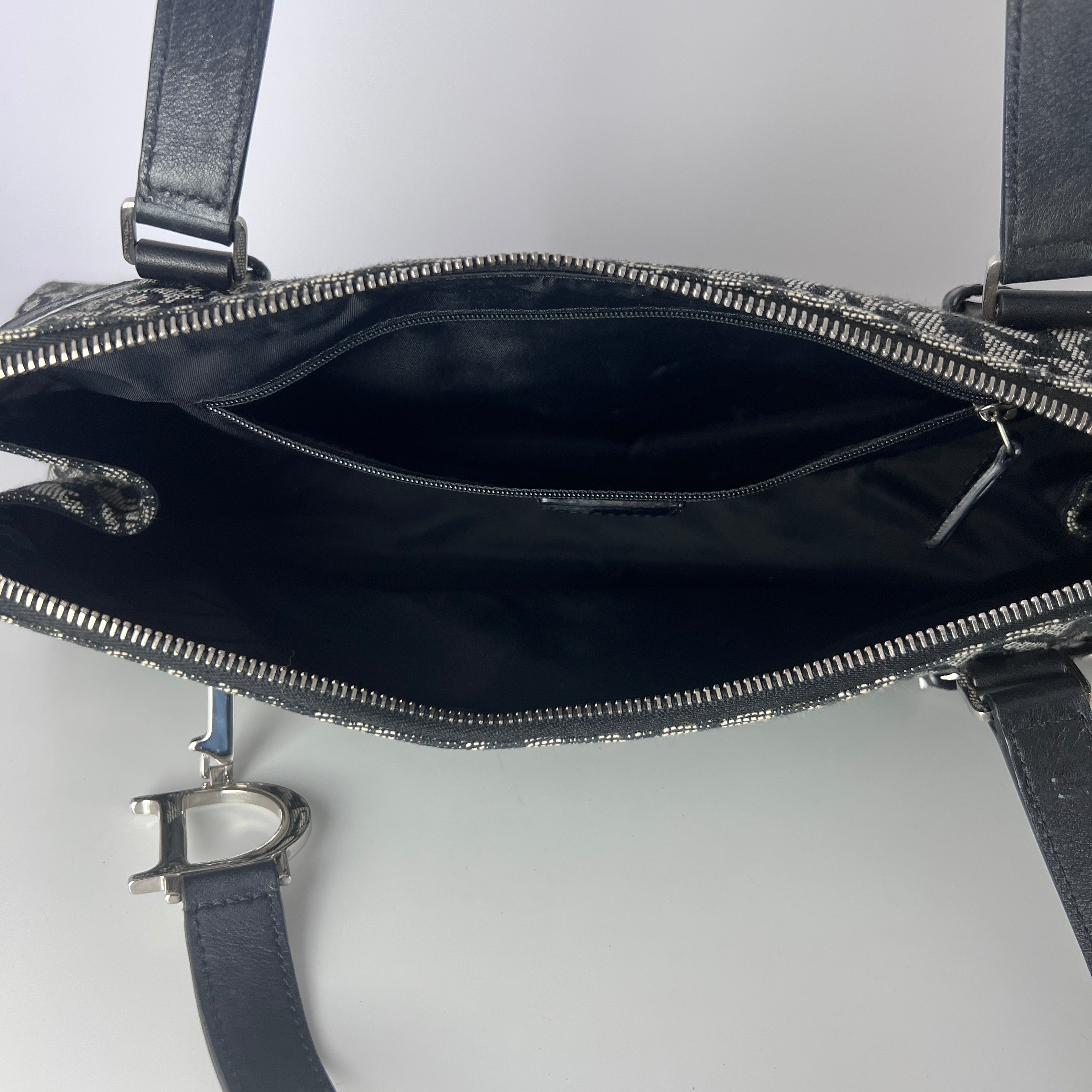 Sac à main DIOR Trotter toile et cuir navy