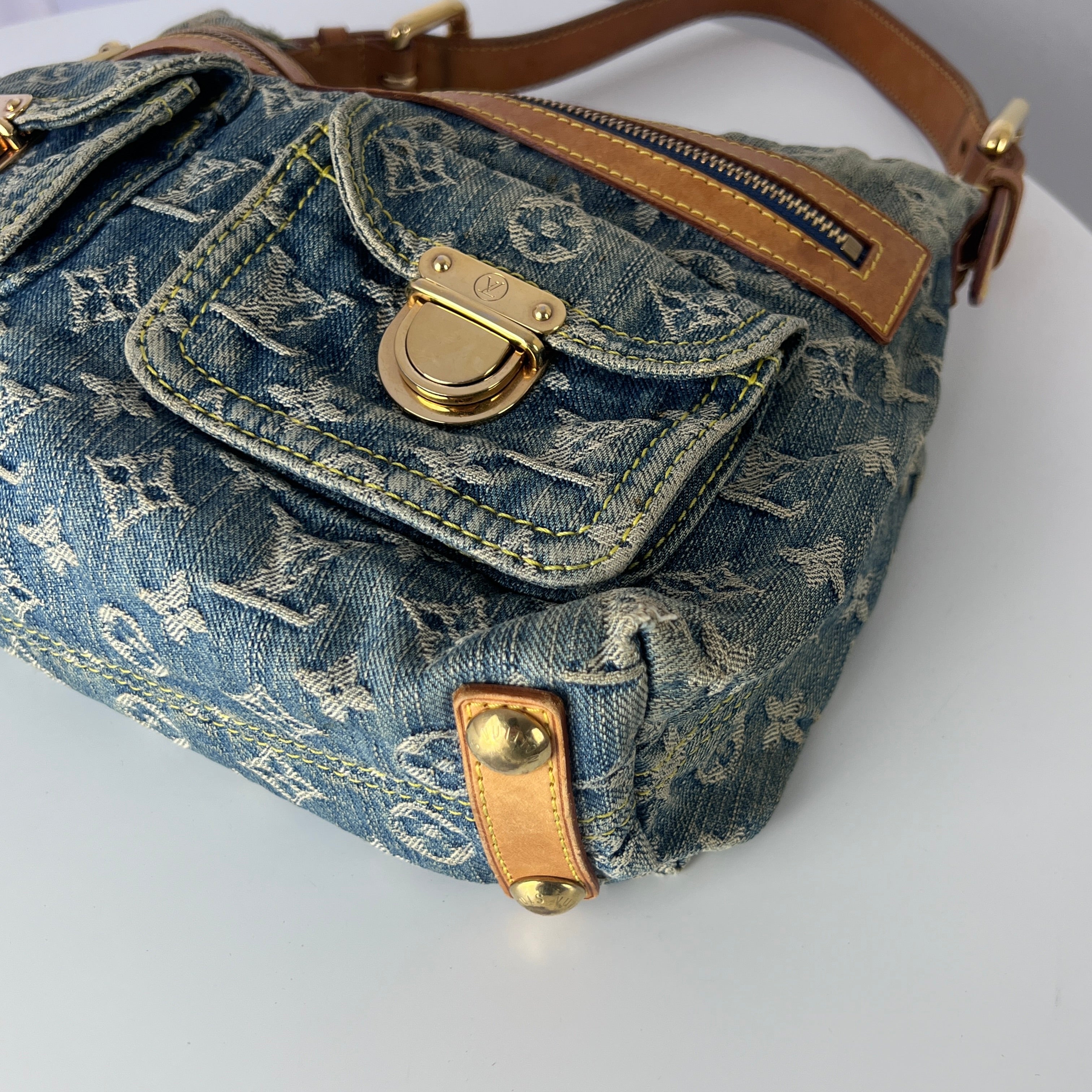 Sac à main LOUIS VUITTON Baggy denim bleu