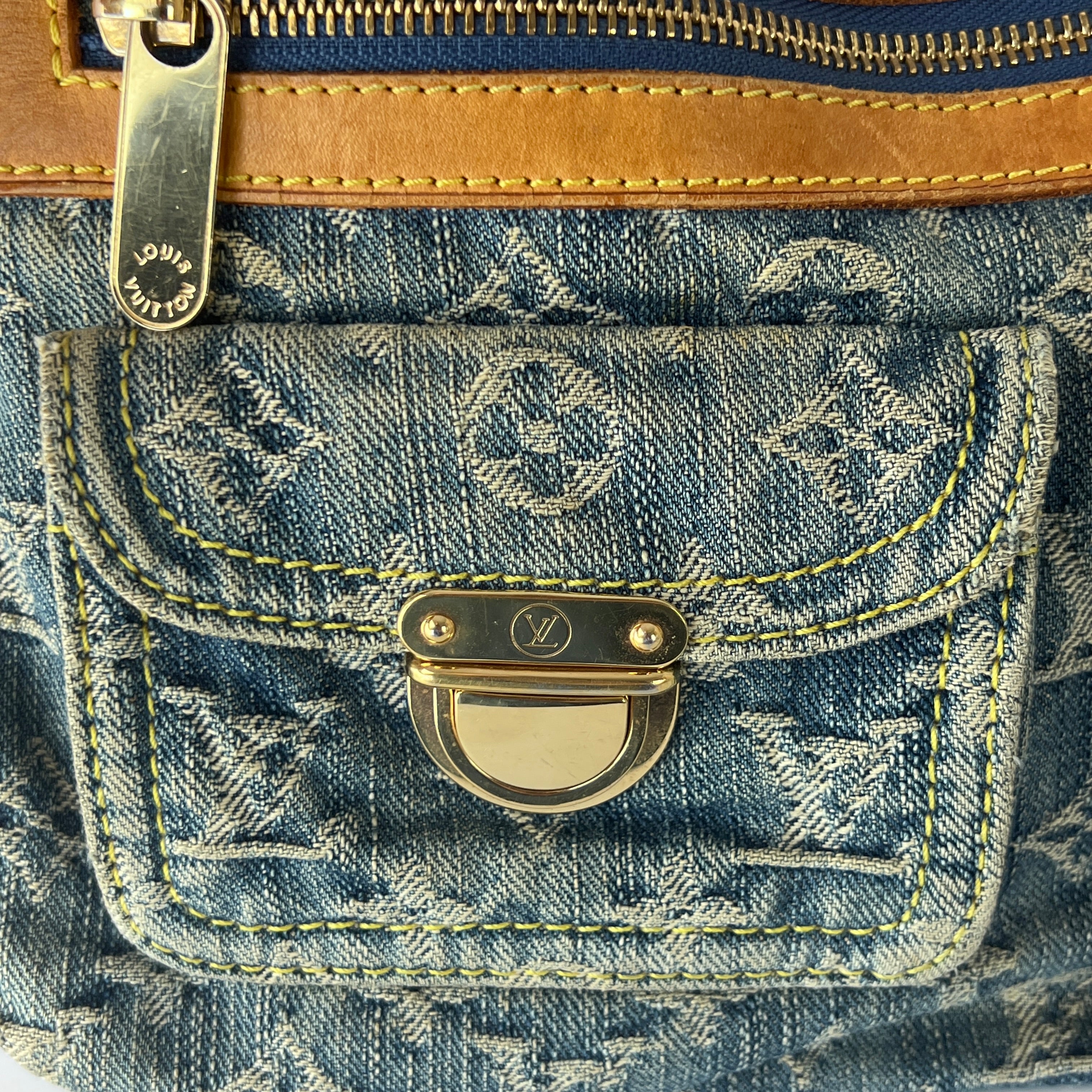 Sac à main LOUIS VUITTON Baggy denim bleu
