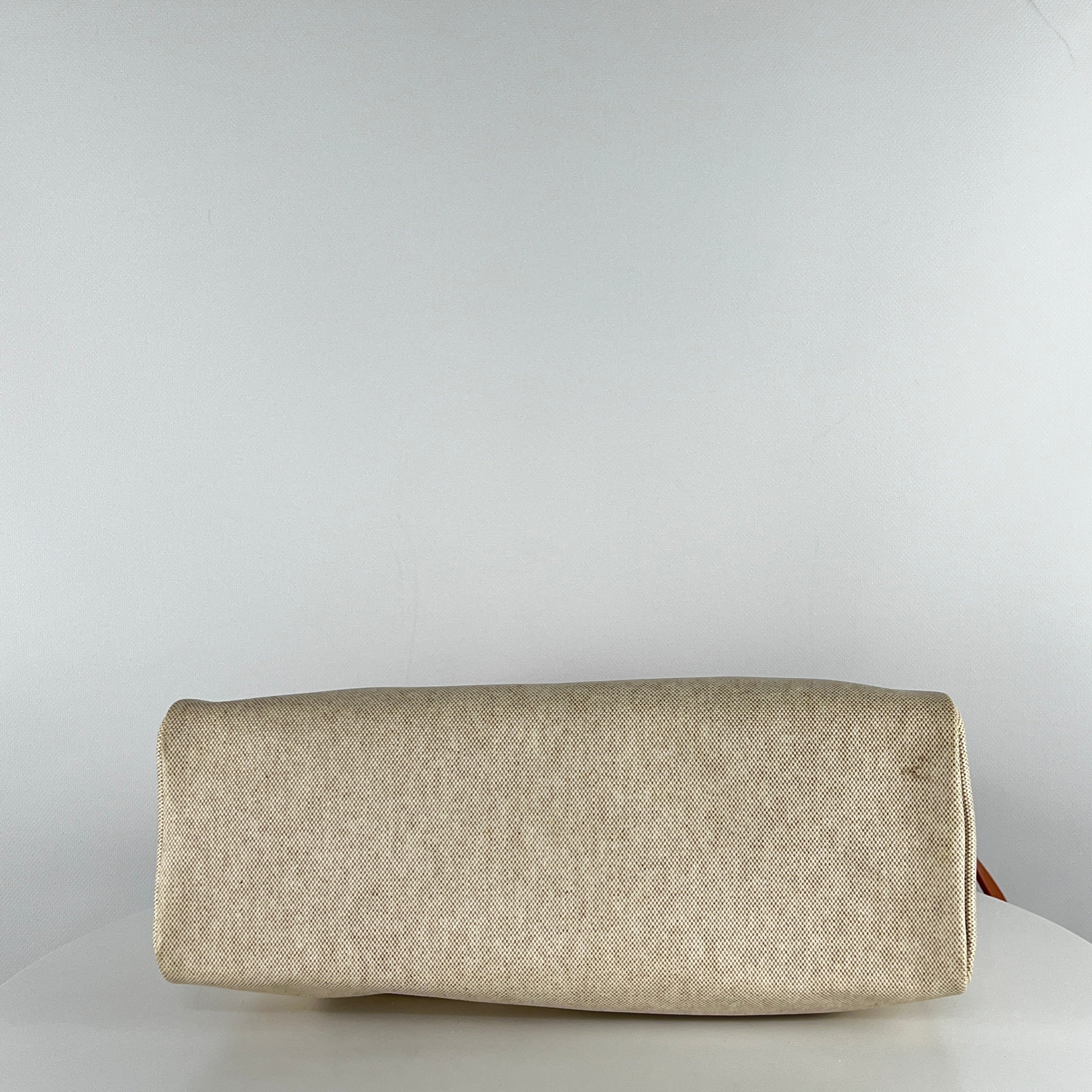 Sac à main HERMES Herbag toile et cuir marron