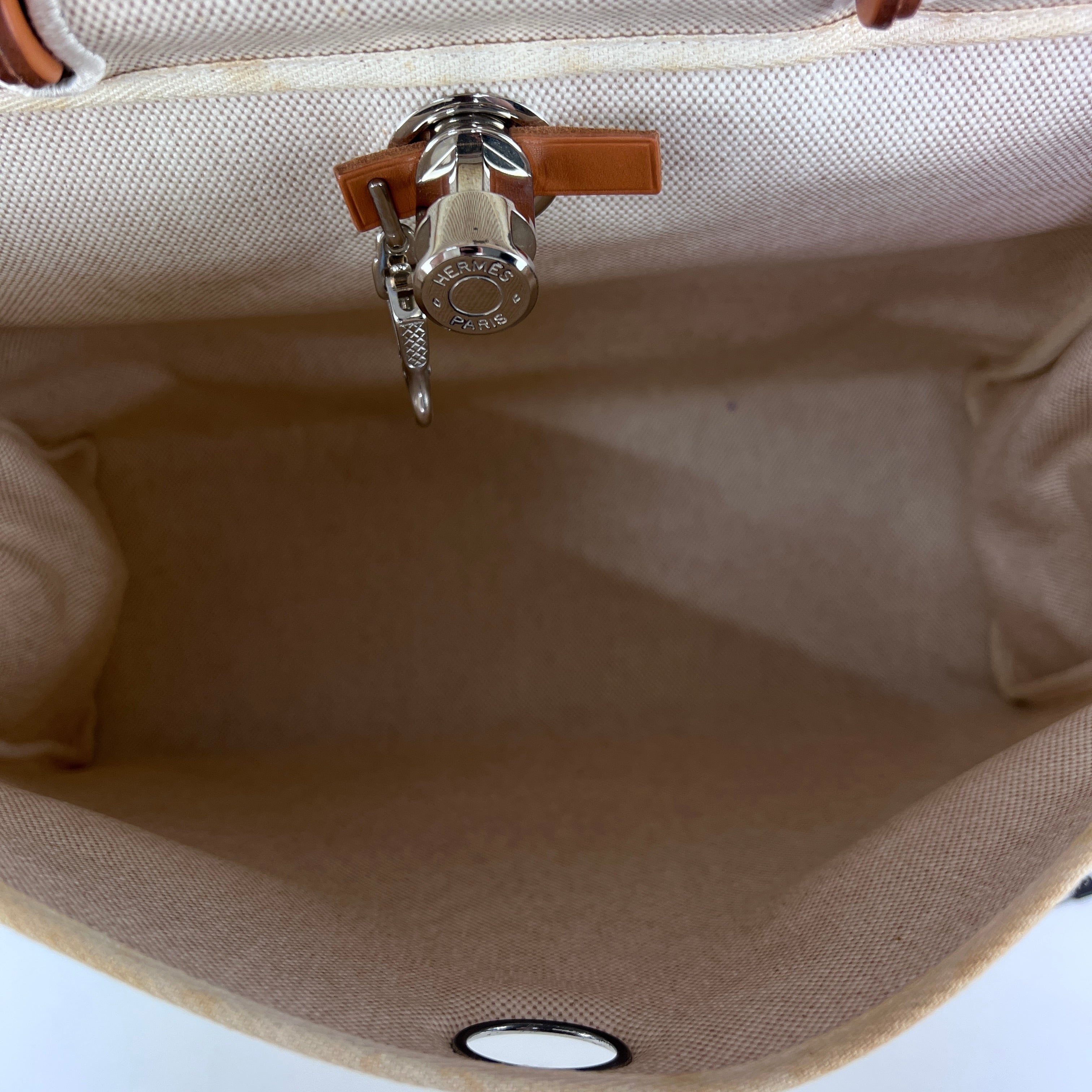 Sac à main HERMES Herbag toile et cuir marron