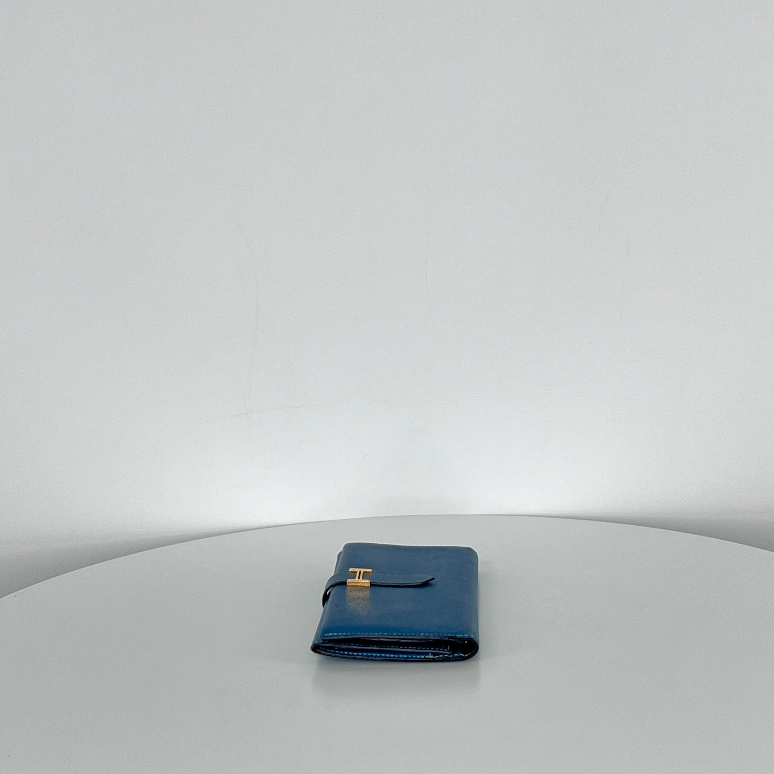 Portefeuille HERMES Wallet Bearn cuir bleu