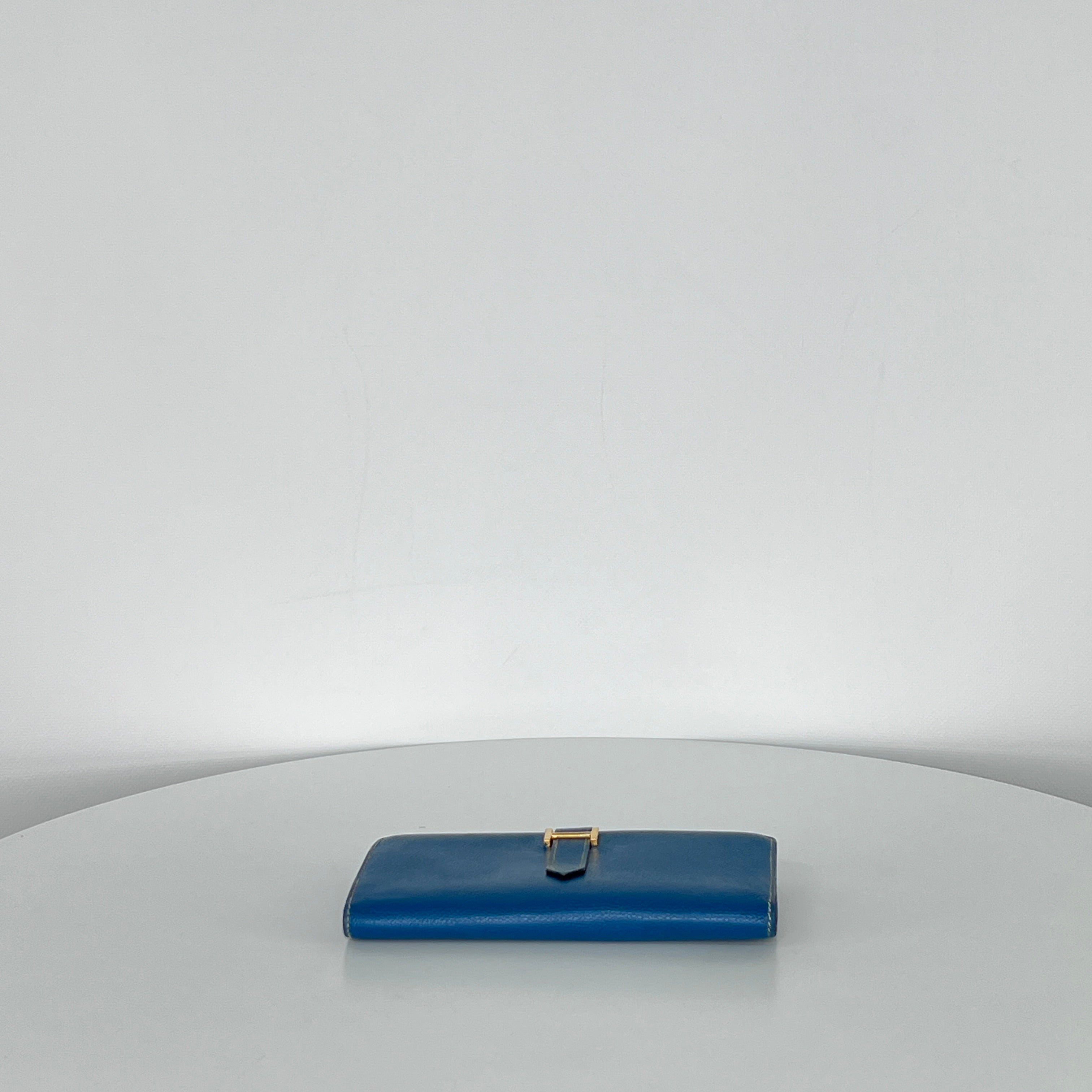Portefeuille HERMES Wallet Bearn cuir bleu
