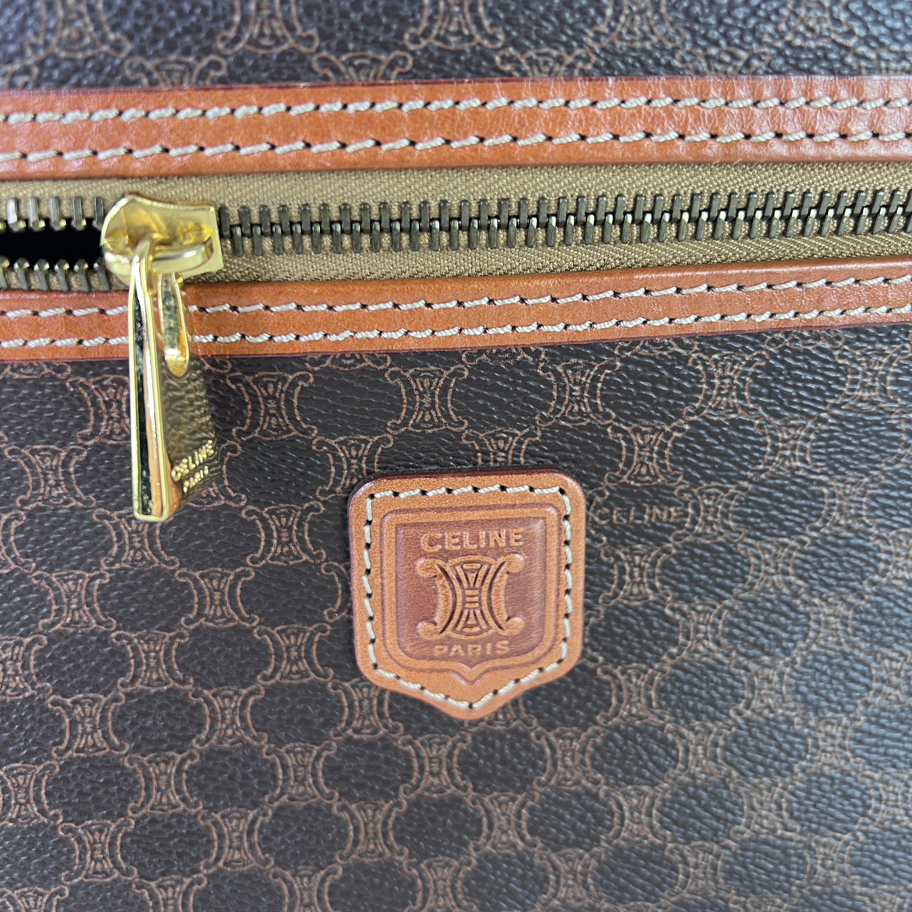 Sac Vanity de CELINE toile et cuir marron
