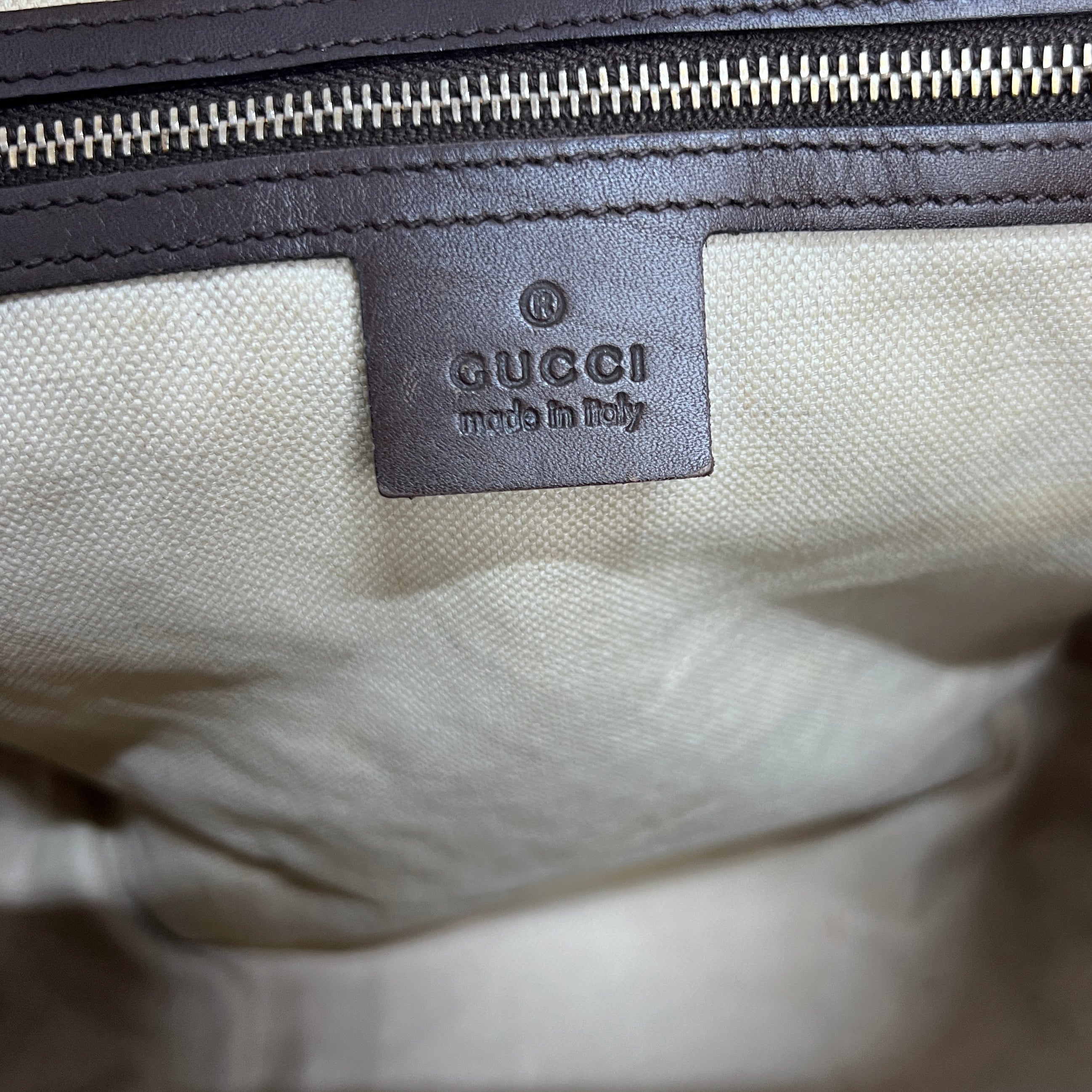Sac à main GUCCI Boston toile et cuir marron
