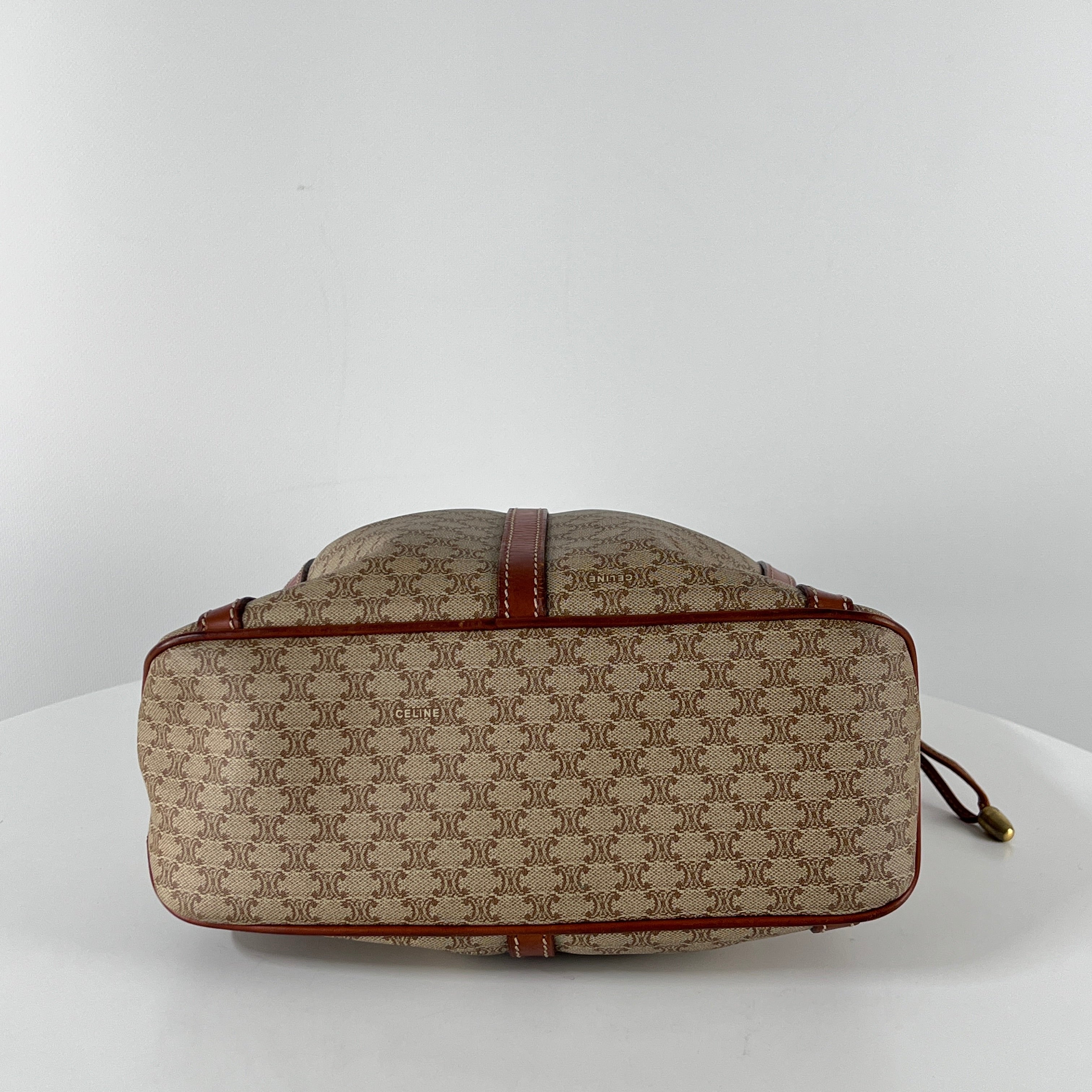 Sac à main CELINE Seau toile et cuir marron