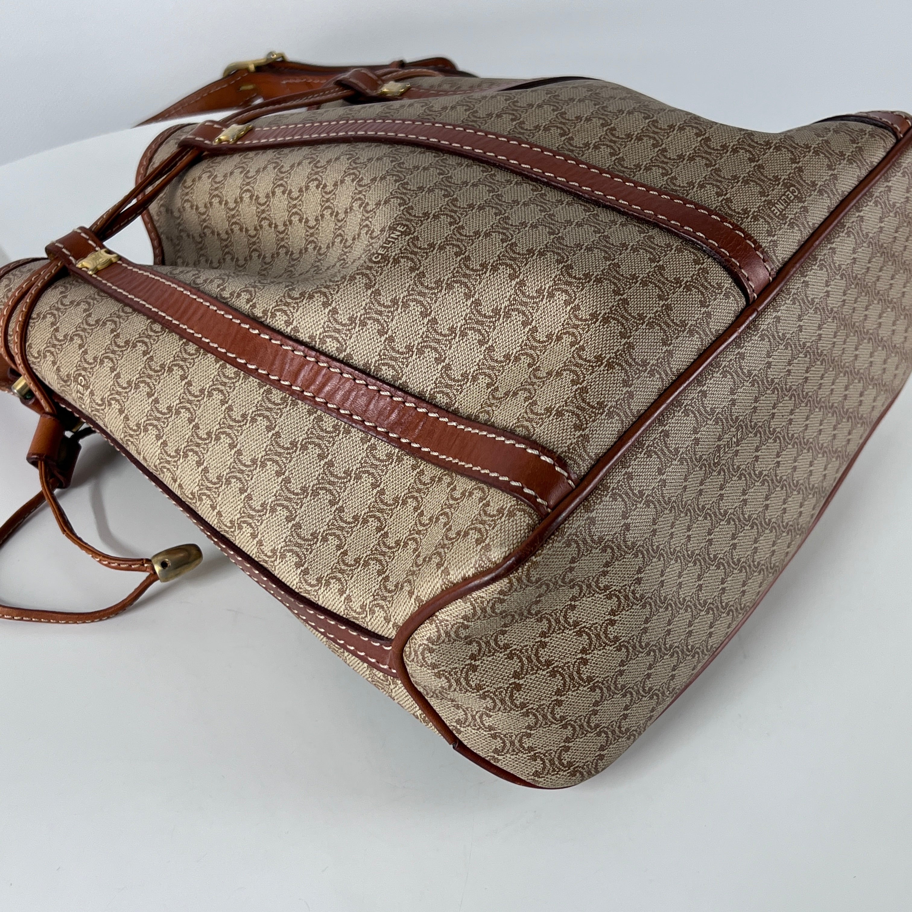 Sac à main CELINE Seau toile et cuir marron