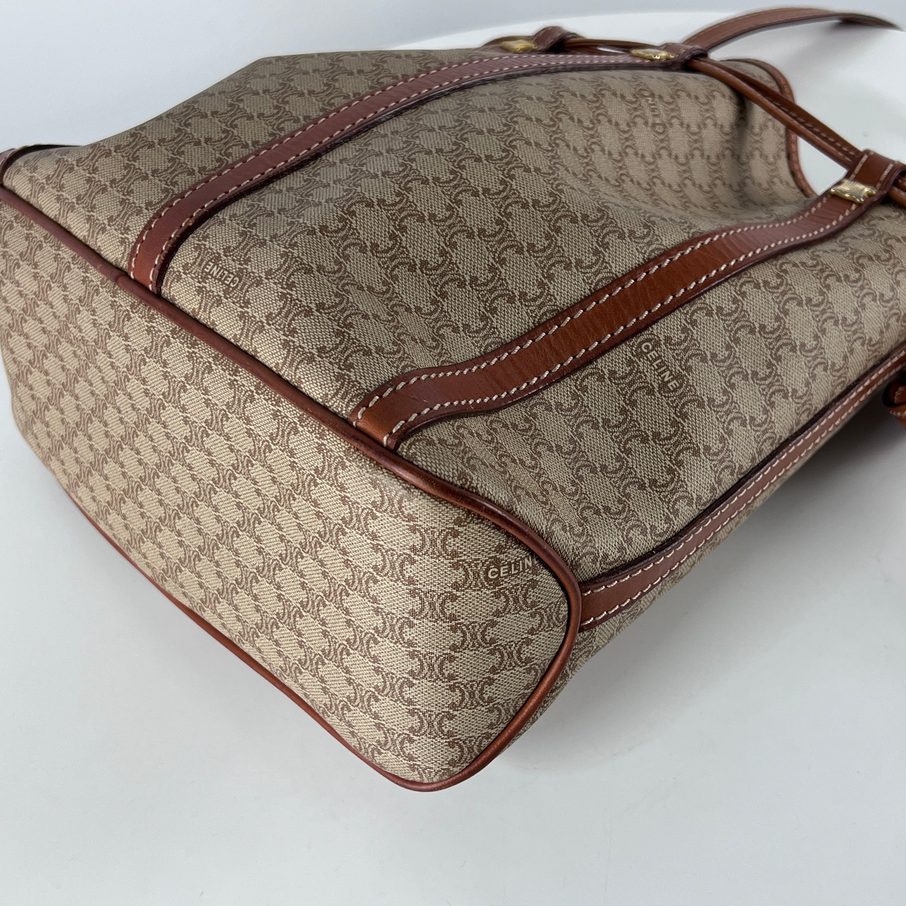Sac à main CELINE Seau toile et cuir marron
