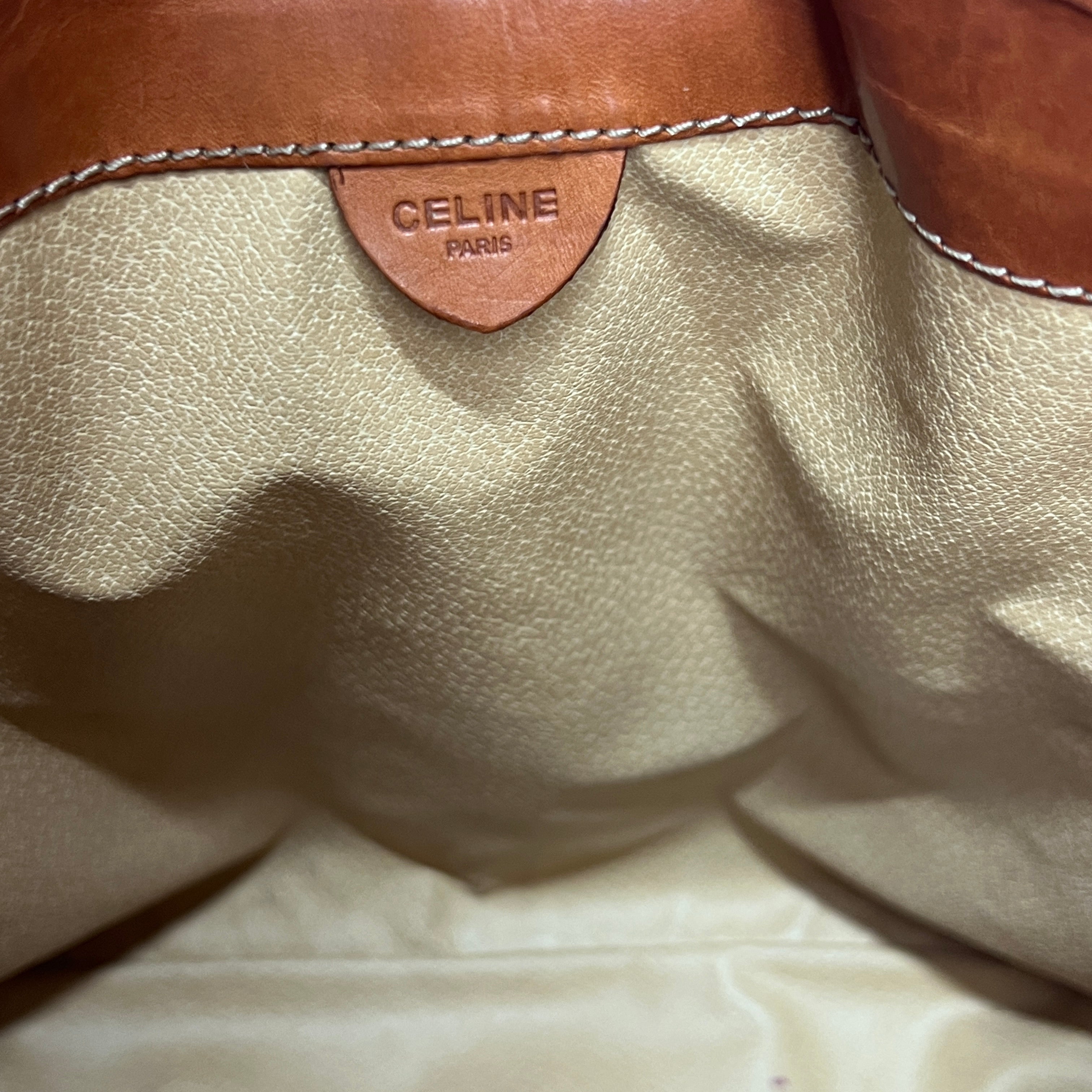 Sac à main CELINE Seau toile et cuir marron