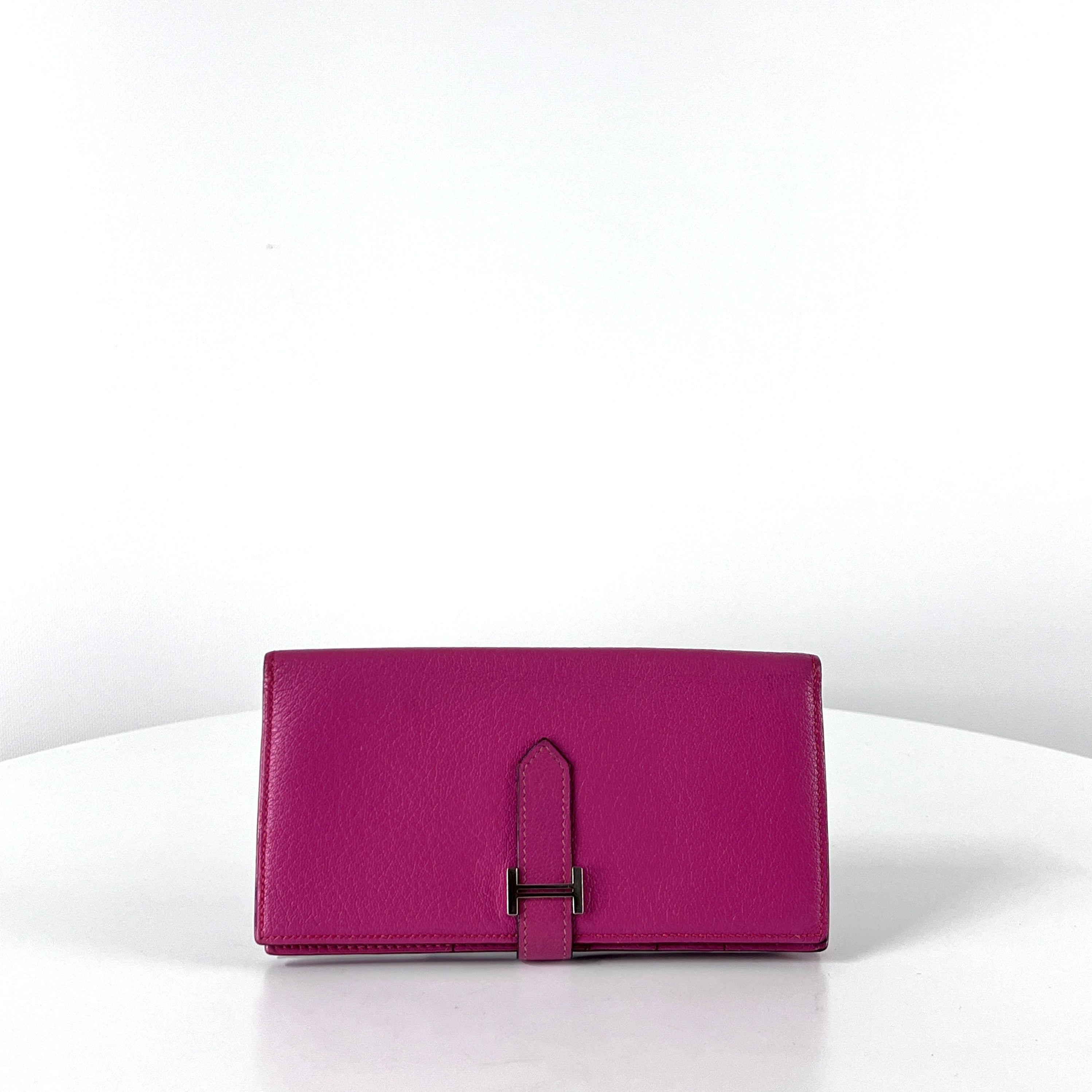 Sac à main HERMÈS Bearnt Wallet cuir rose