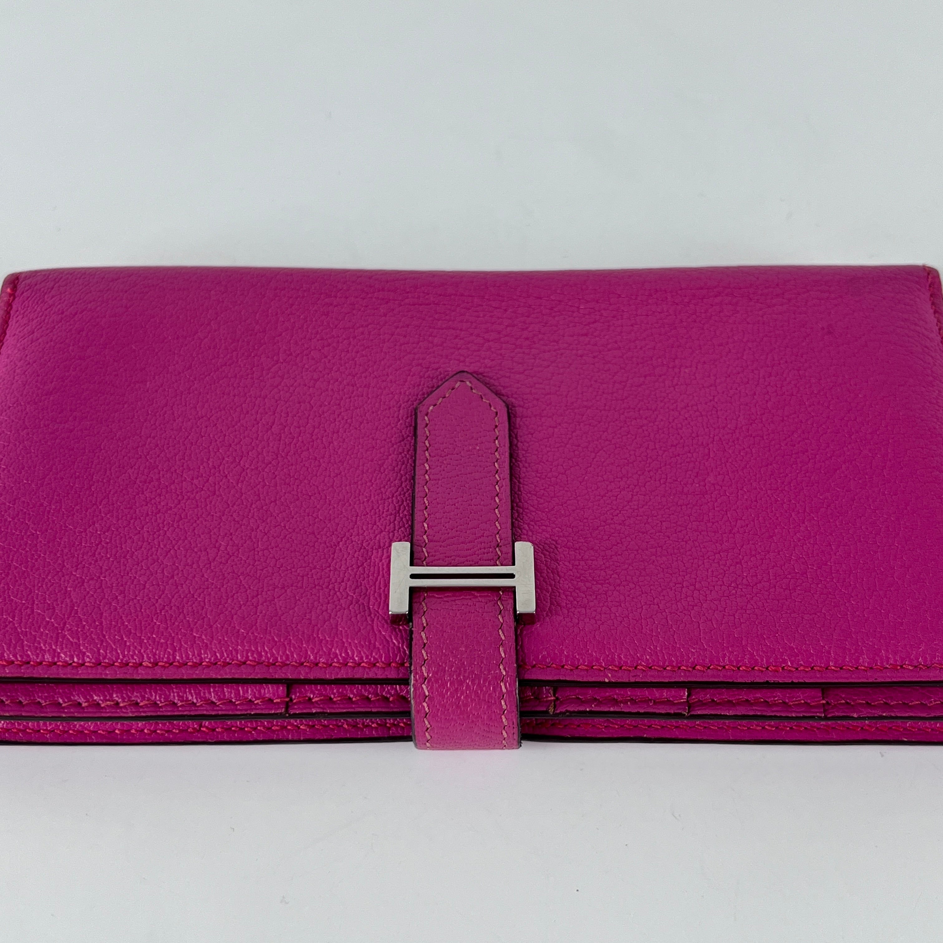 Sac à main HERMÈS Bearnt Wallet cuir rose