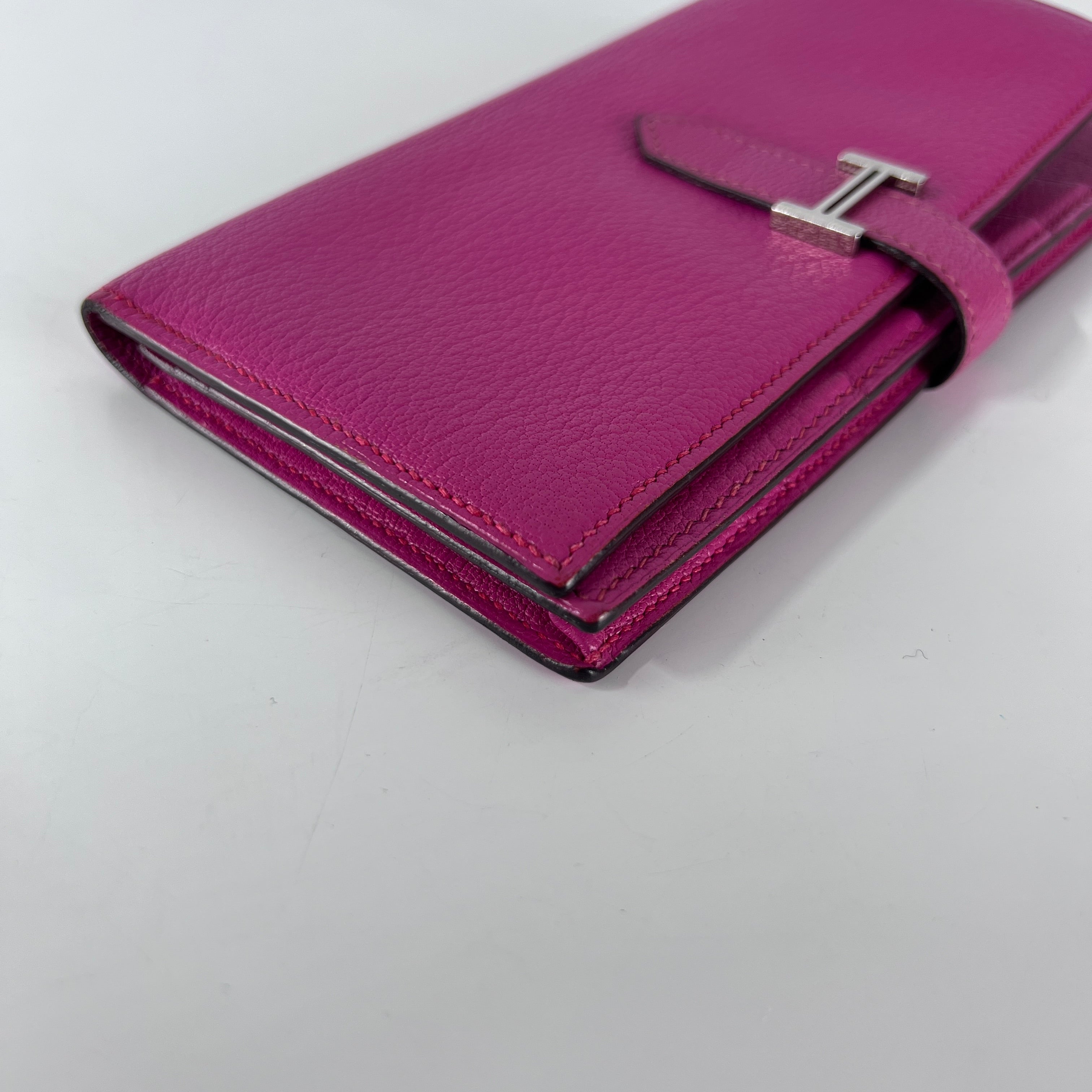 Sac à main HERMÈS Bearnt Wallet cuir rose