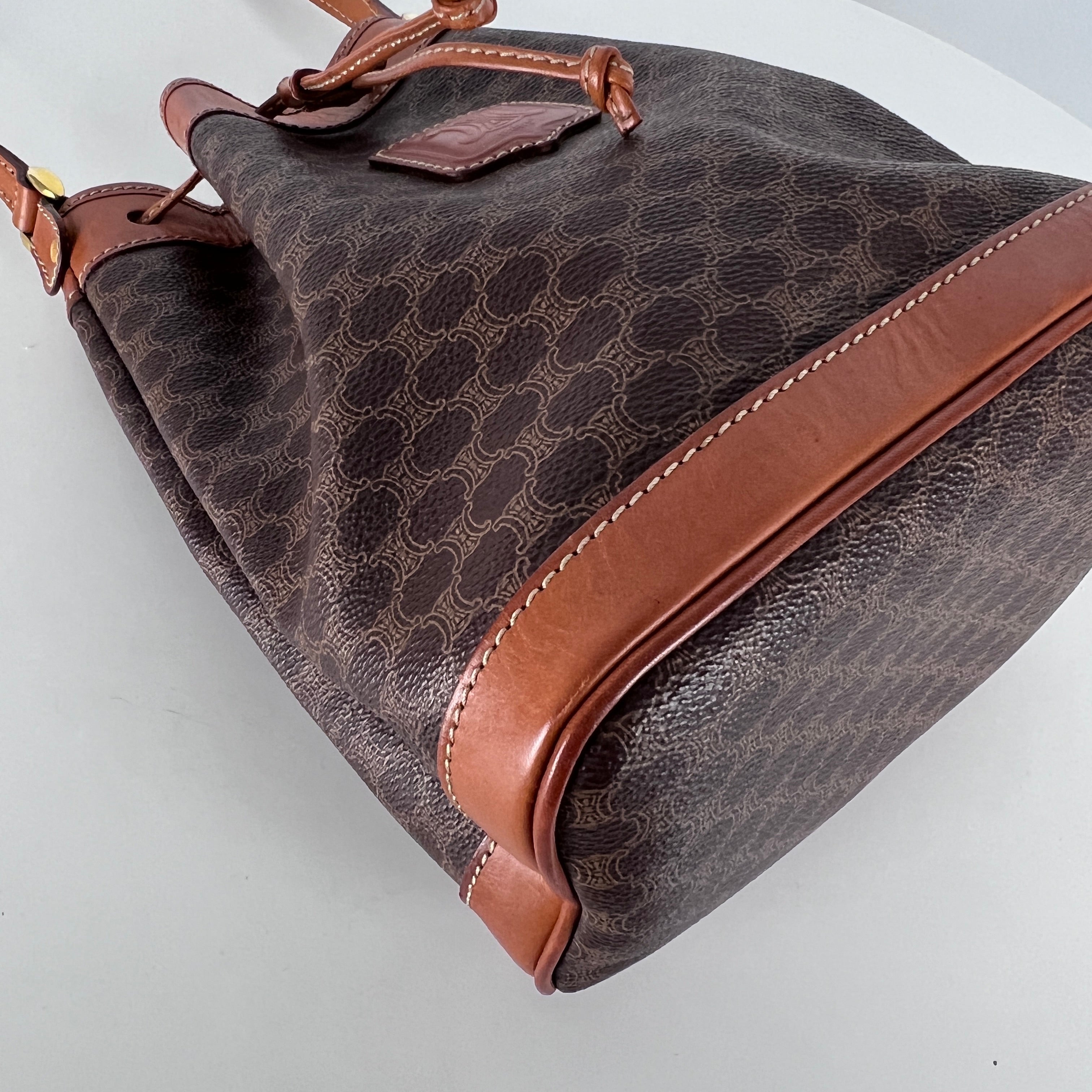 Sac à main CELINE Seau toile et cuir marron