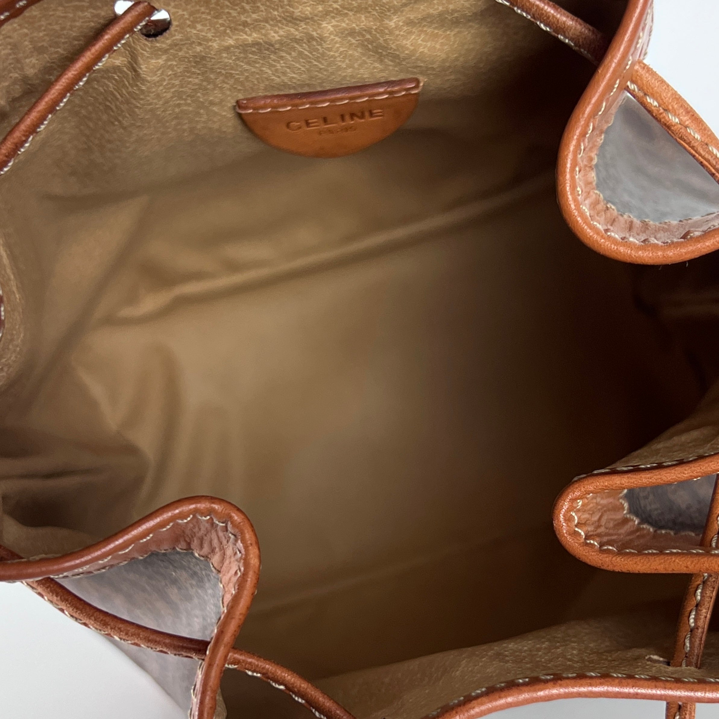 Sac à main CELINE Seau toile et cuir marron
