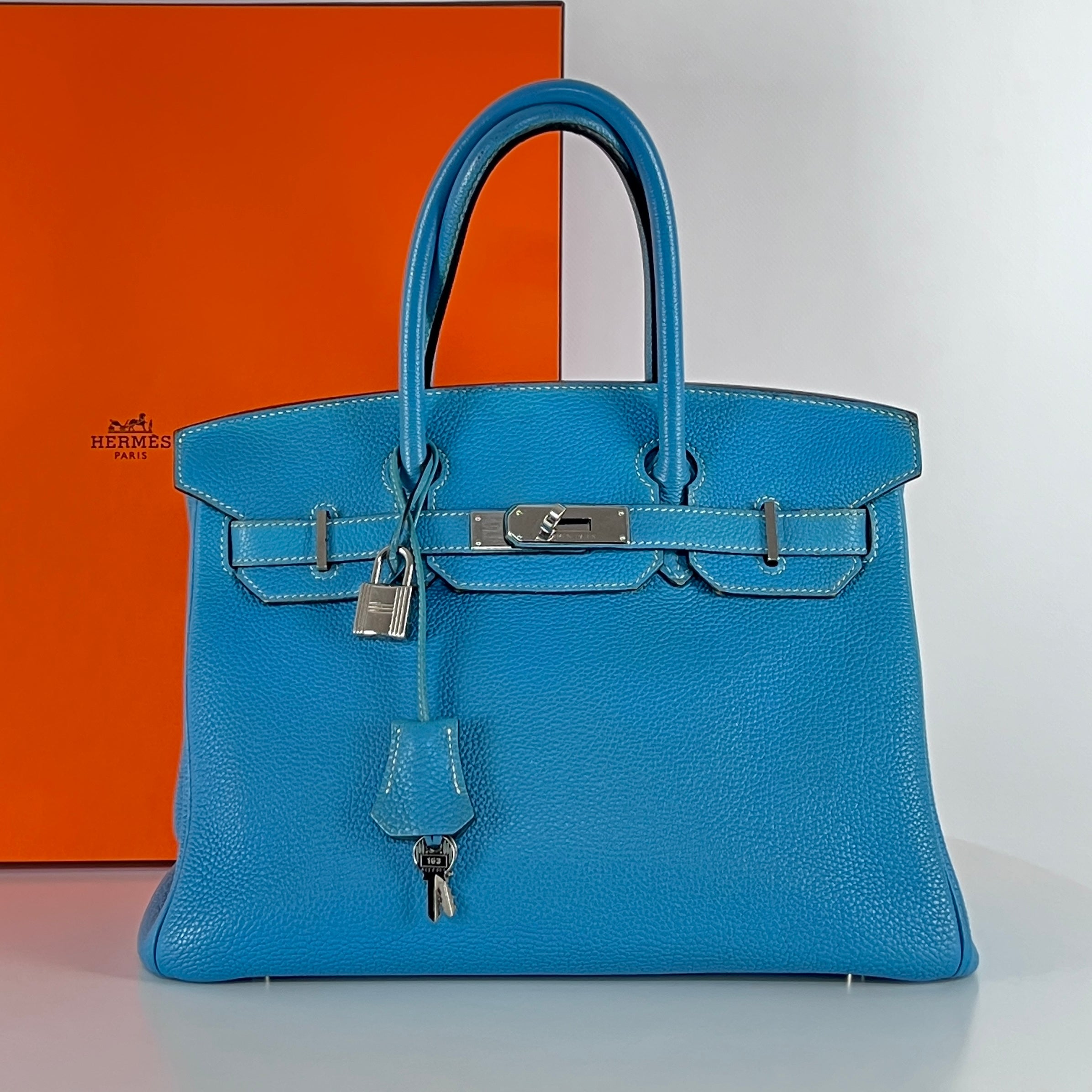 Sac à main HERMÈS Birkin 30 cuir bleu
