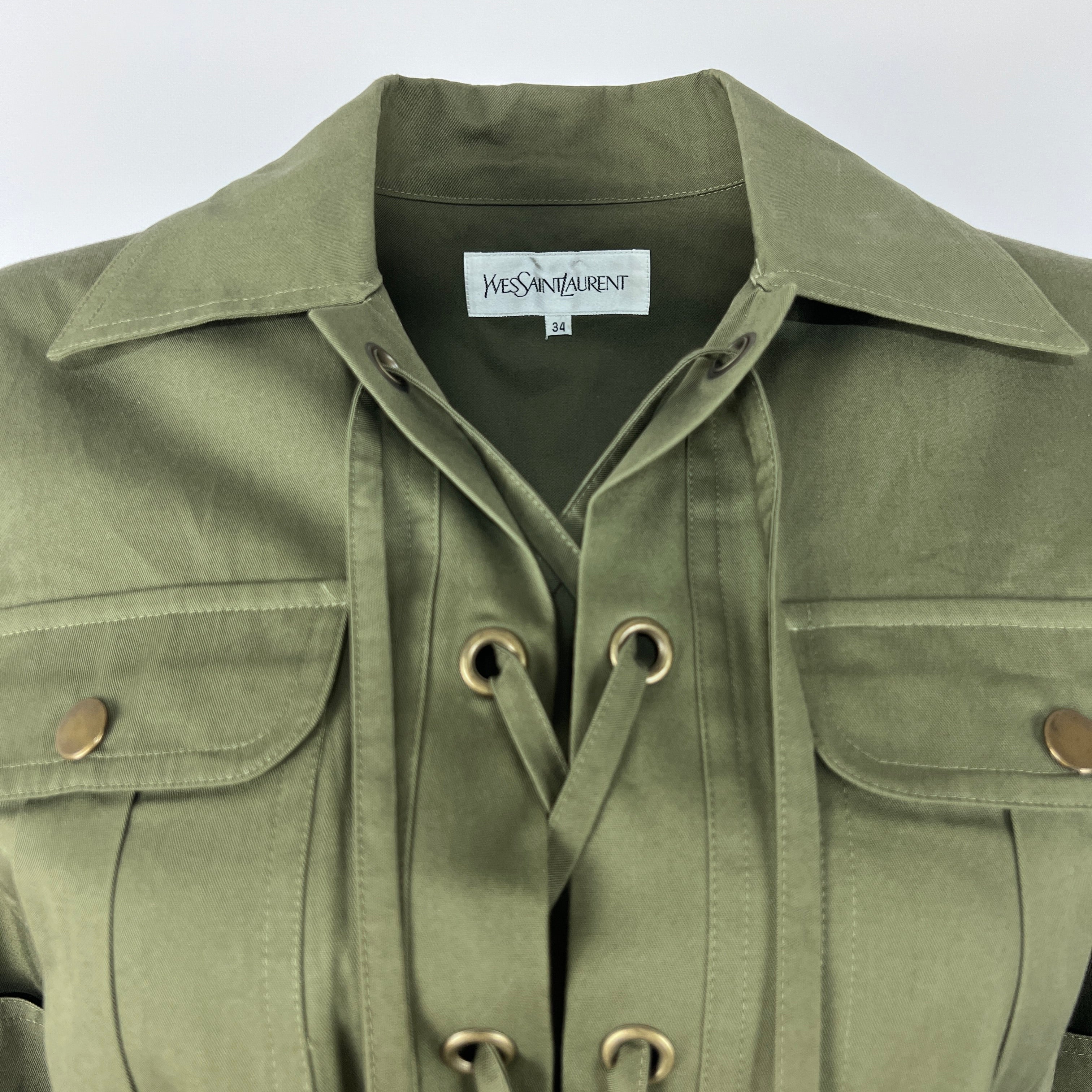 Robe SAINT LAURENT Saharienne XS Coton Vert