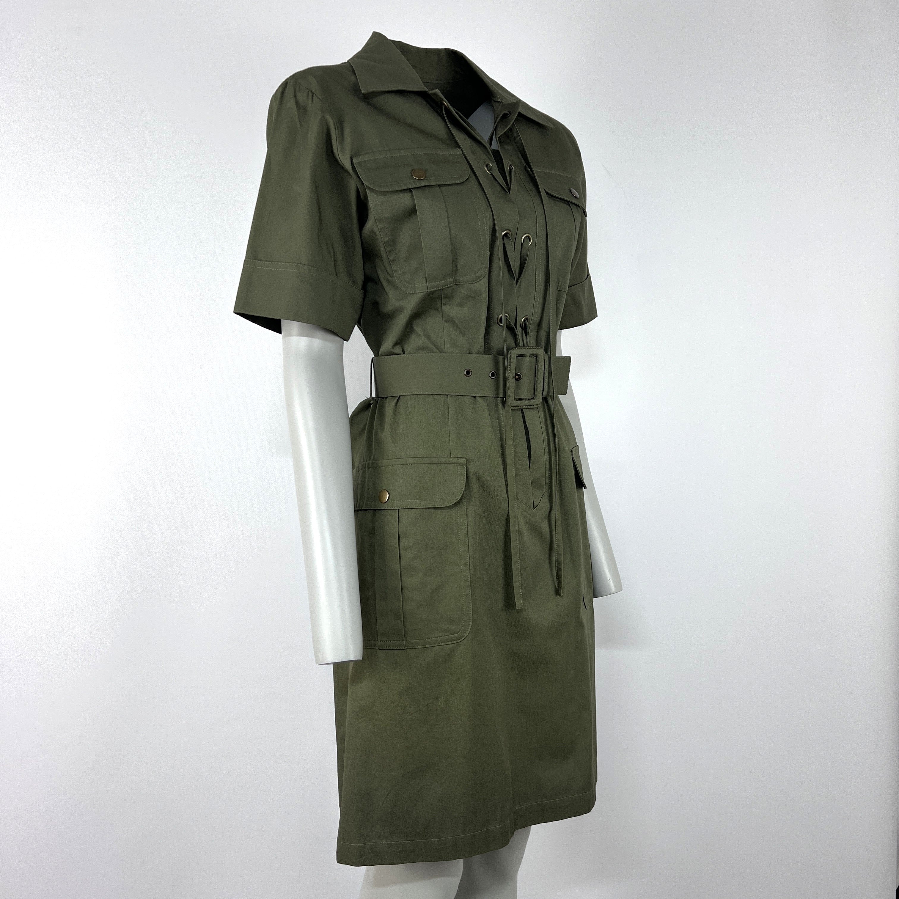 Robe SAINT LAURENT Saharienne XS Coton Vert