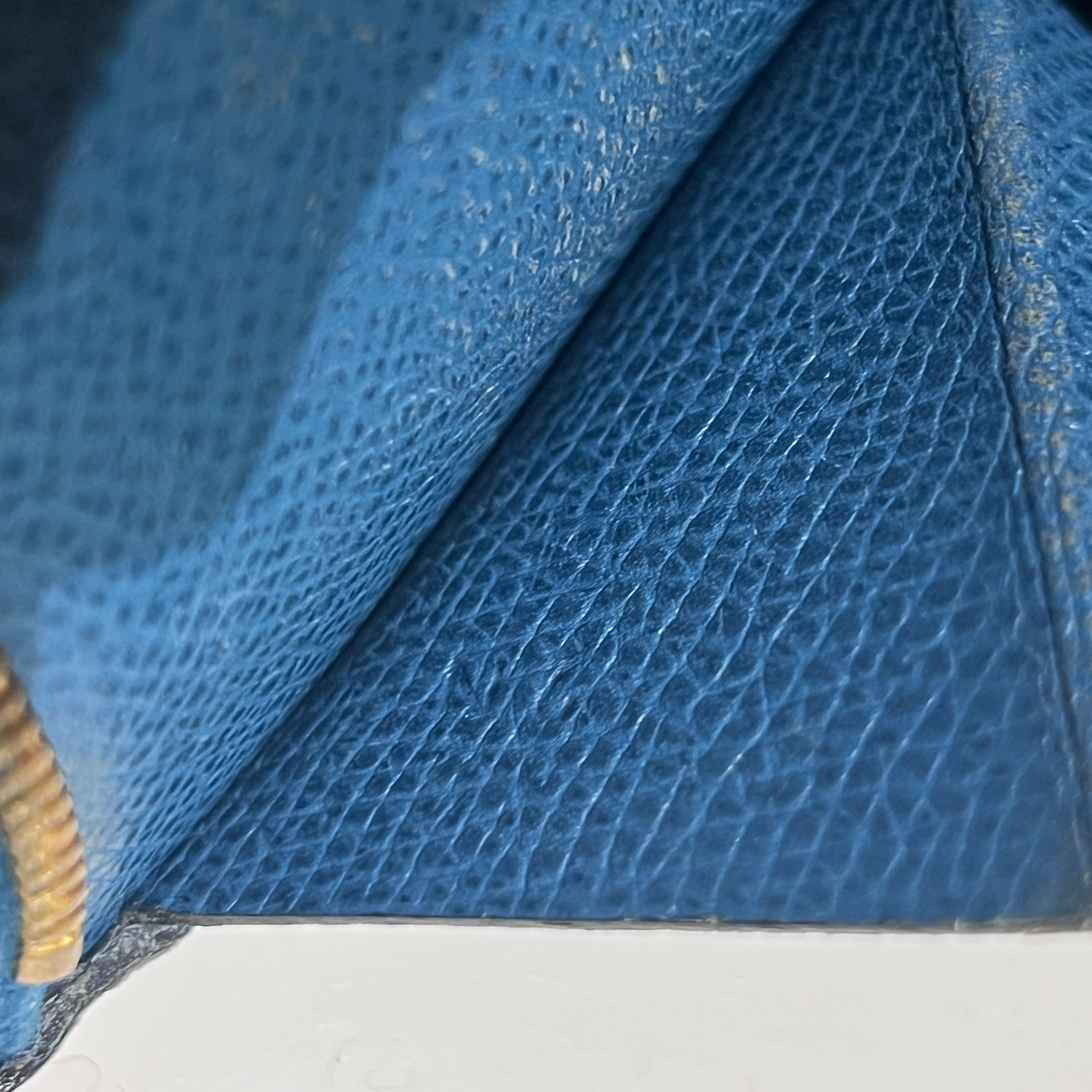 HERMES Wallet Bearn blue leather wallet
