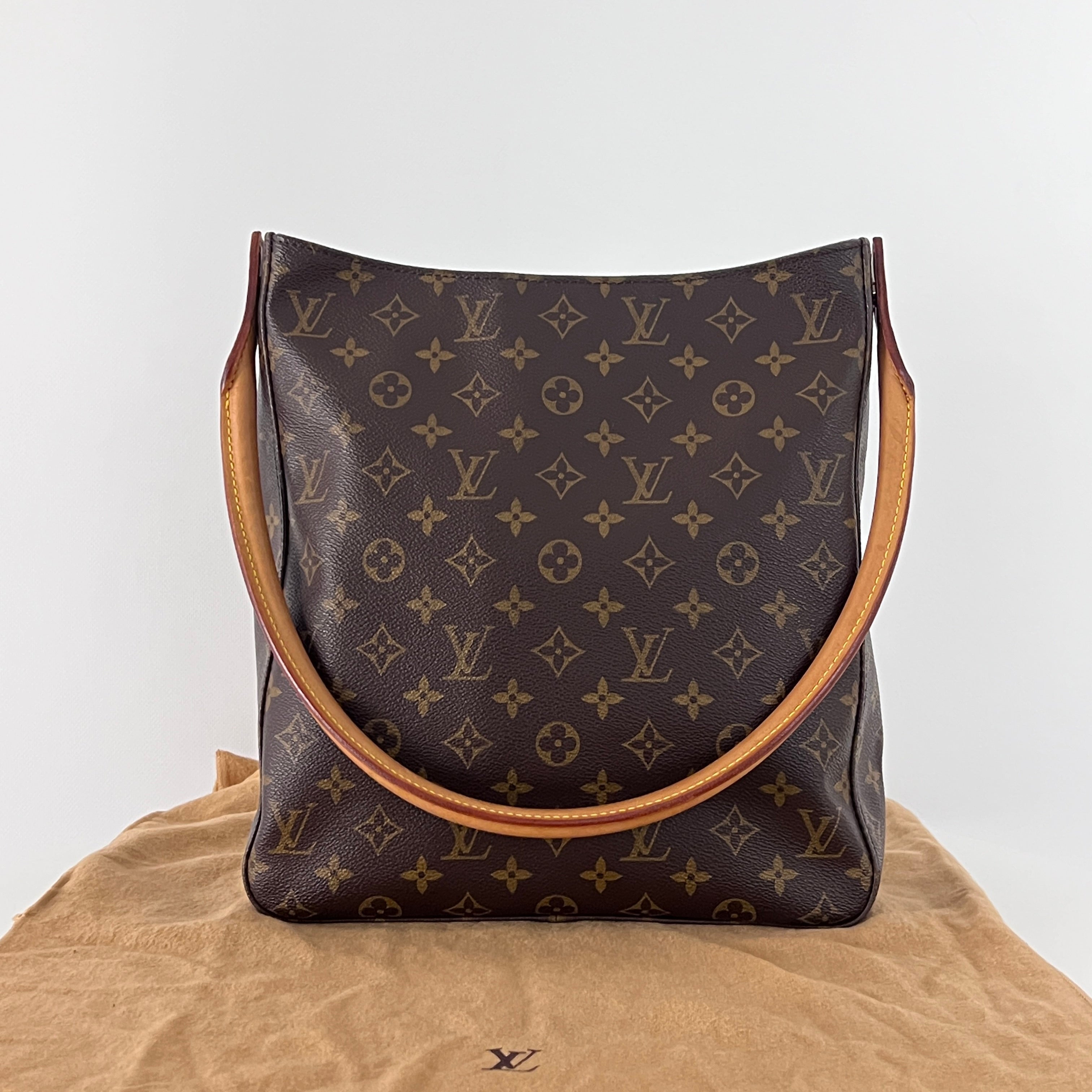 Sac à main LOUIS VUITTON Looping GM toile et cuir marron