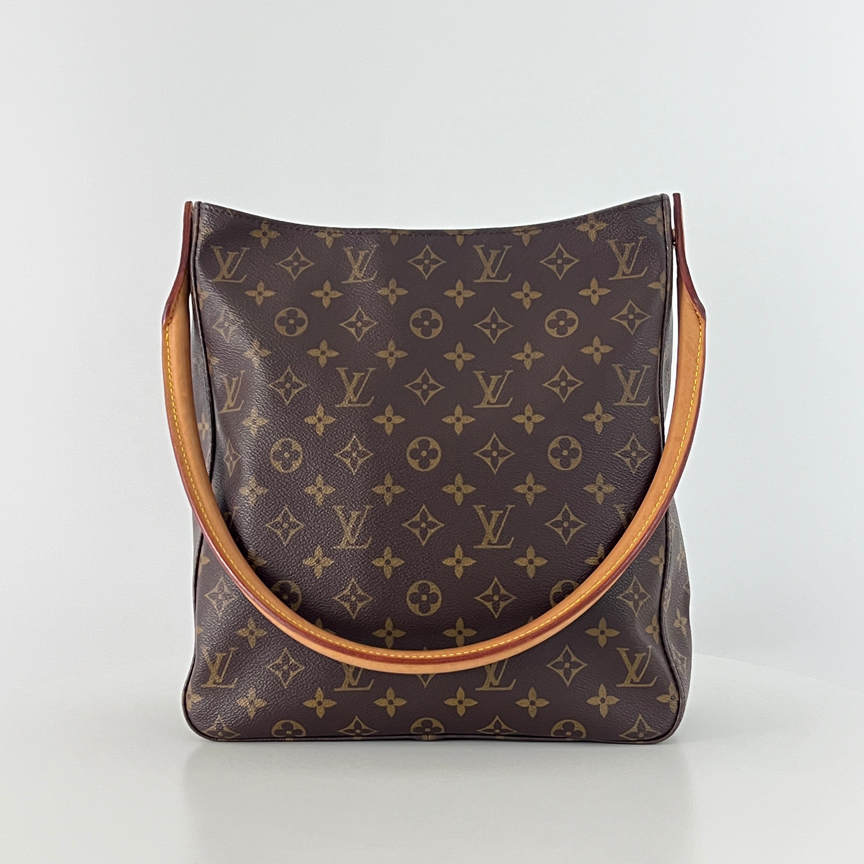 Sac à main LOUIS VUITTON Looping GM toile et cuir marron