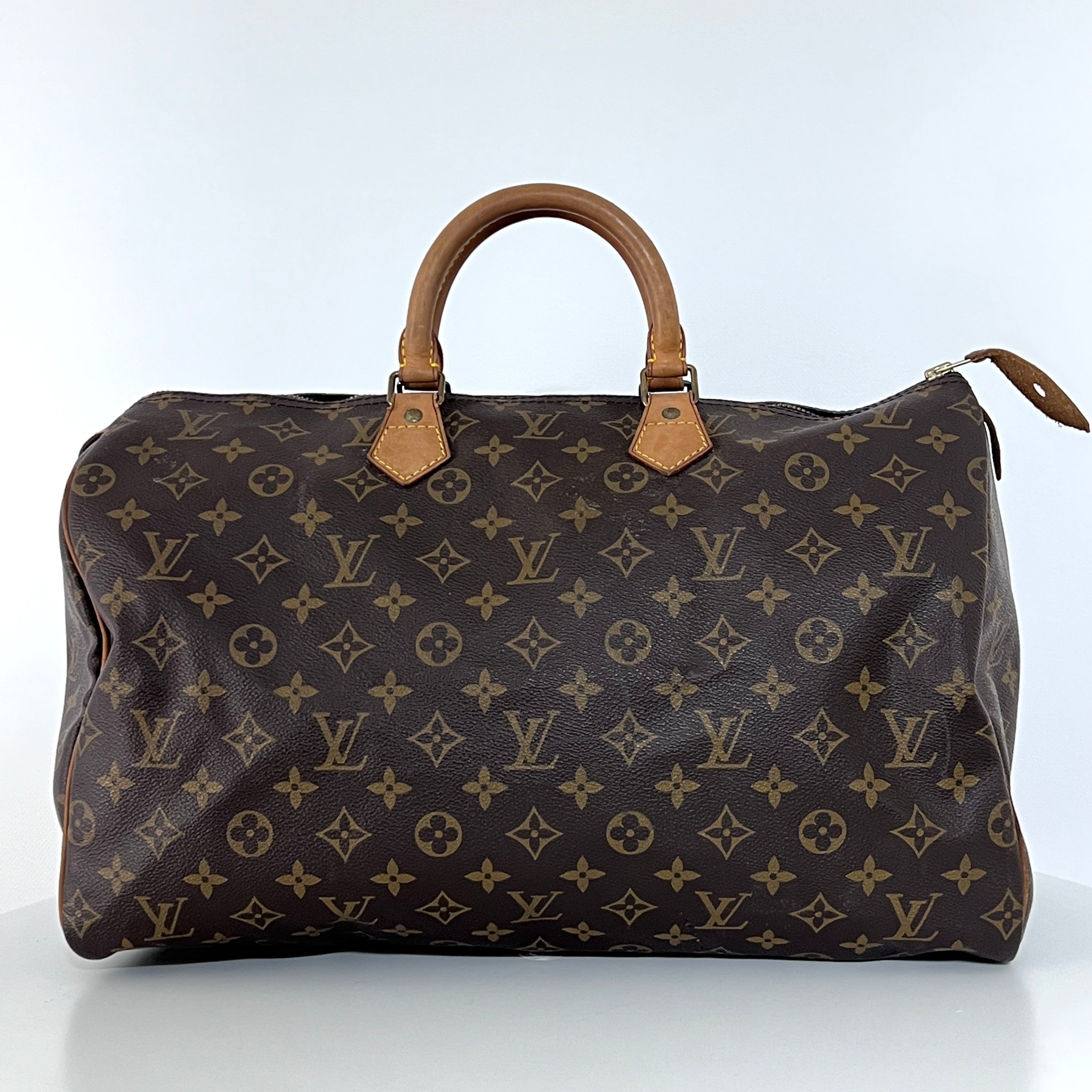 Sac à main LOUIS VUITTON Speedy 40 toile et cuir marron