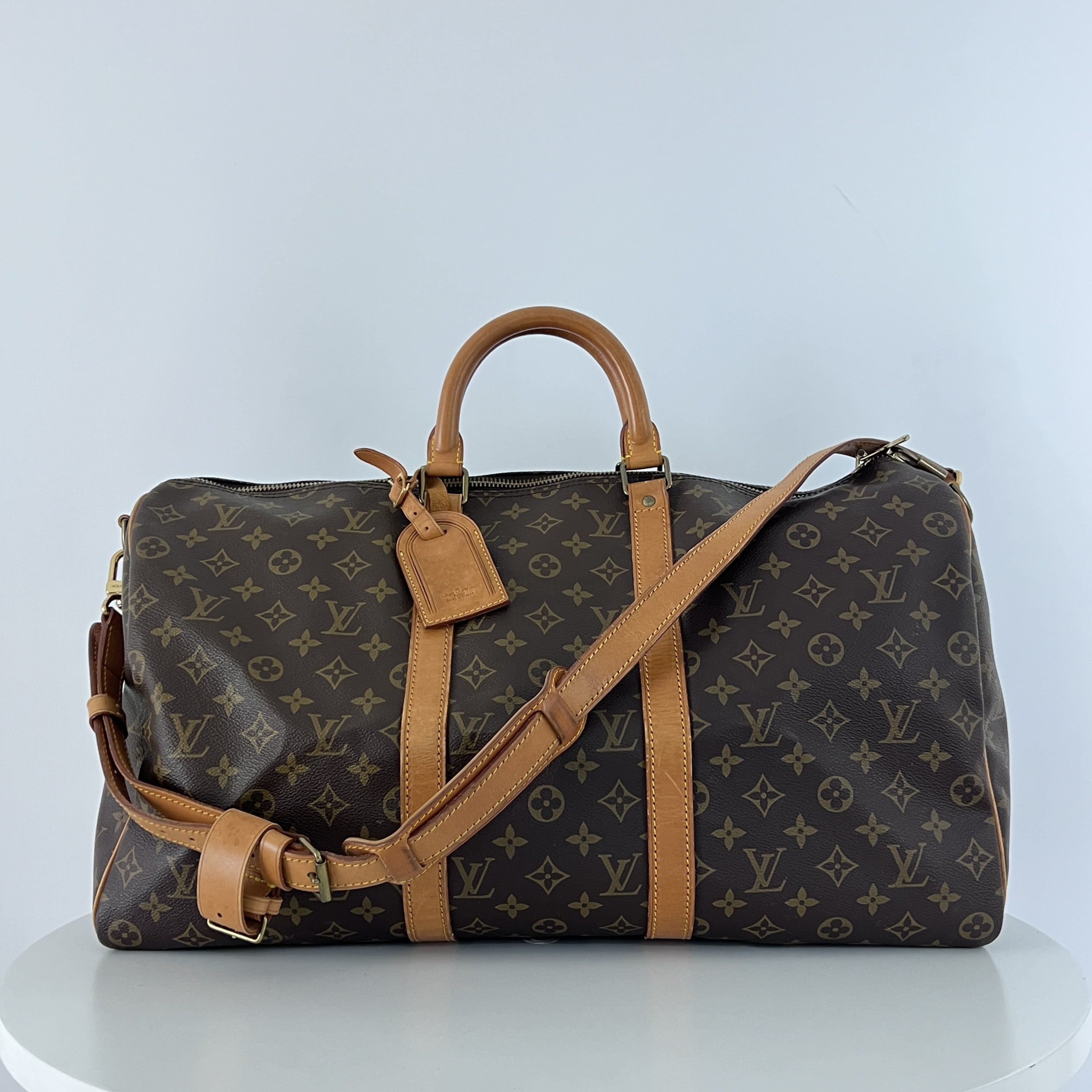 Sac à main LOUIS VUITTON Keepall 50 toile et cuir marron