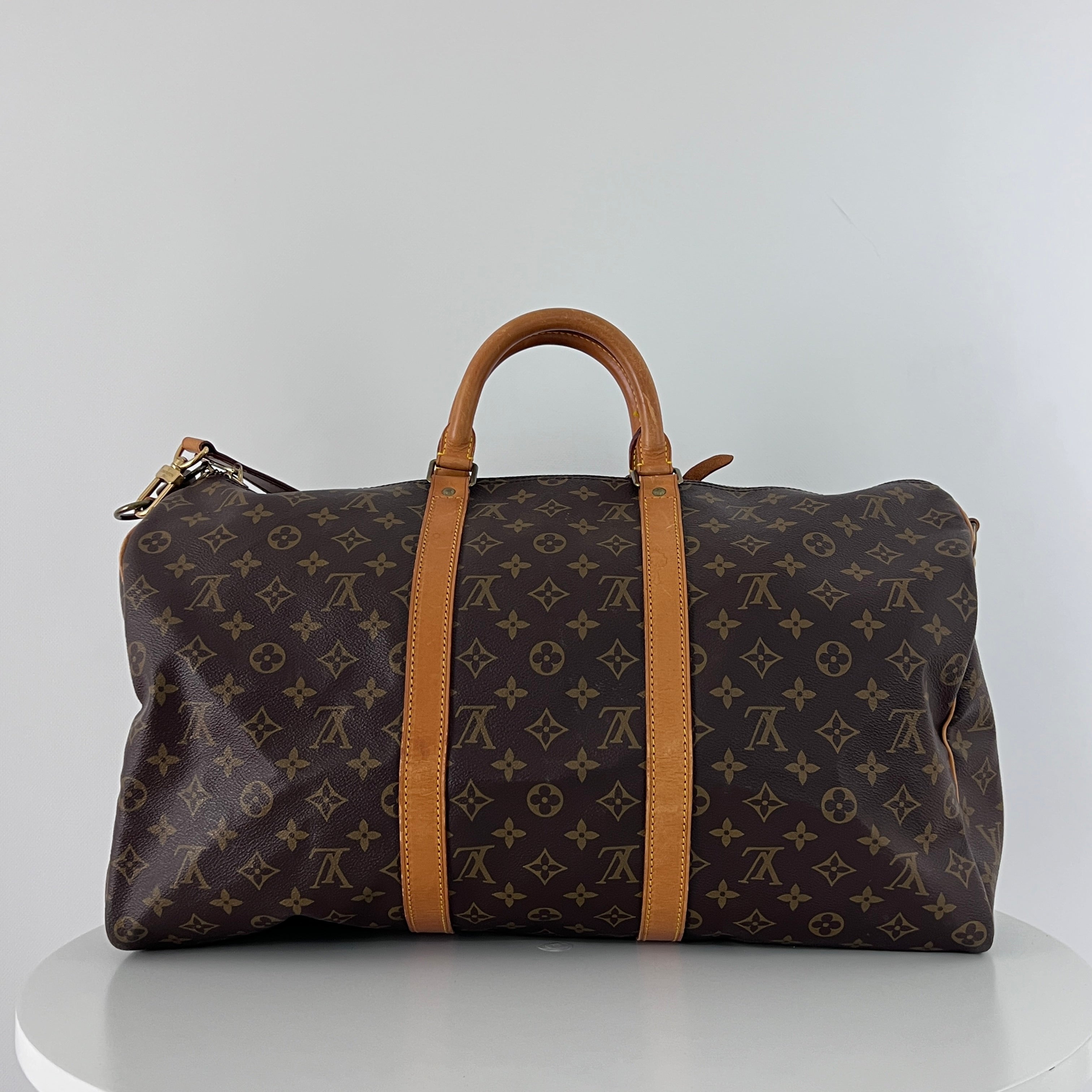 Sac à main LOUIS VUITTON Keepall 50 toile et cuir marron