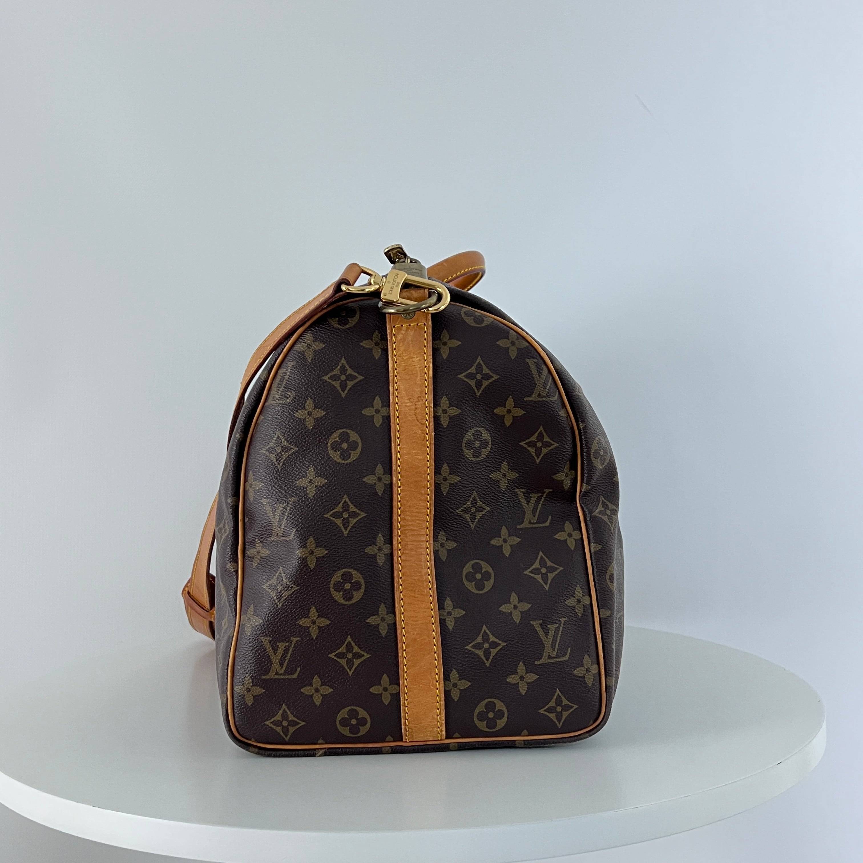 Sac à main LOUIS VUITTON Keepall 50 toile et cuir marron