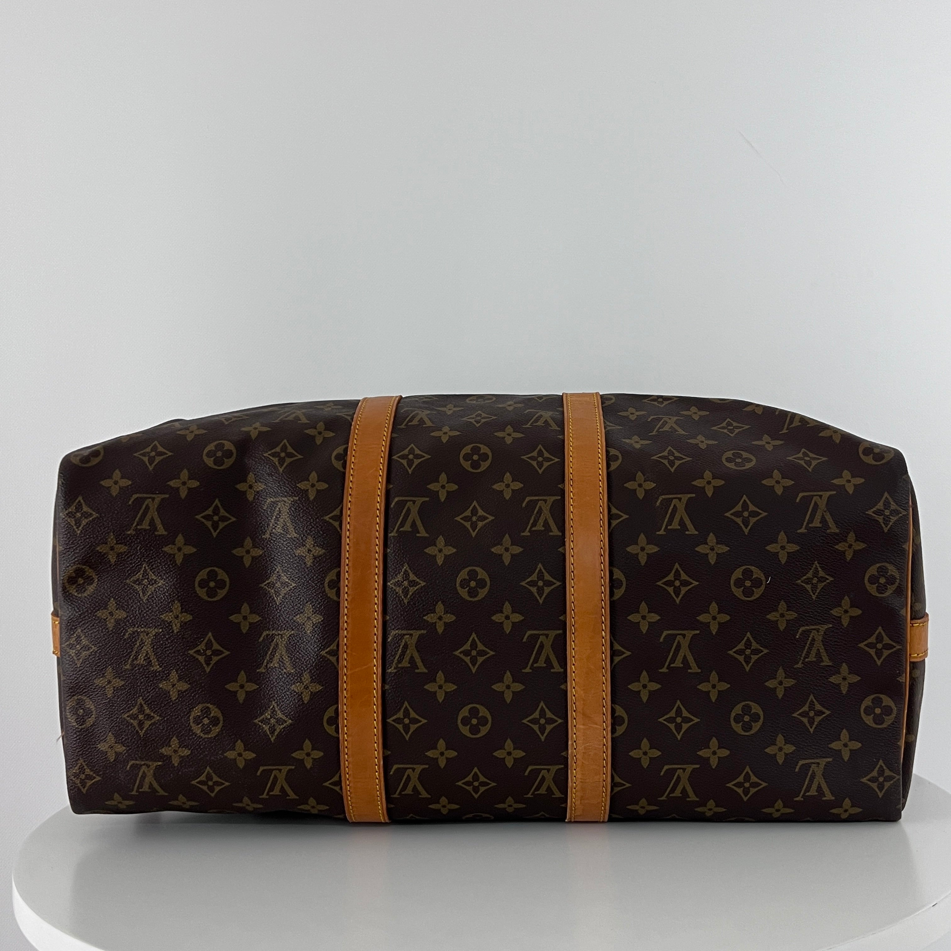 Sac à main LOUIS VUITTON Keepall 50 toile et cuir marron