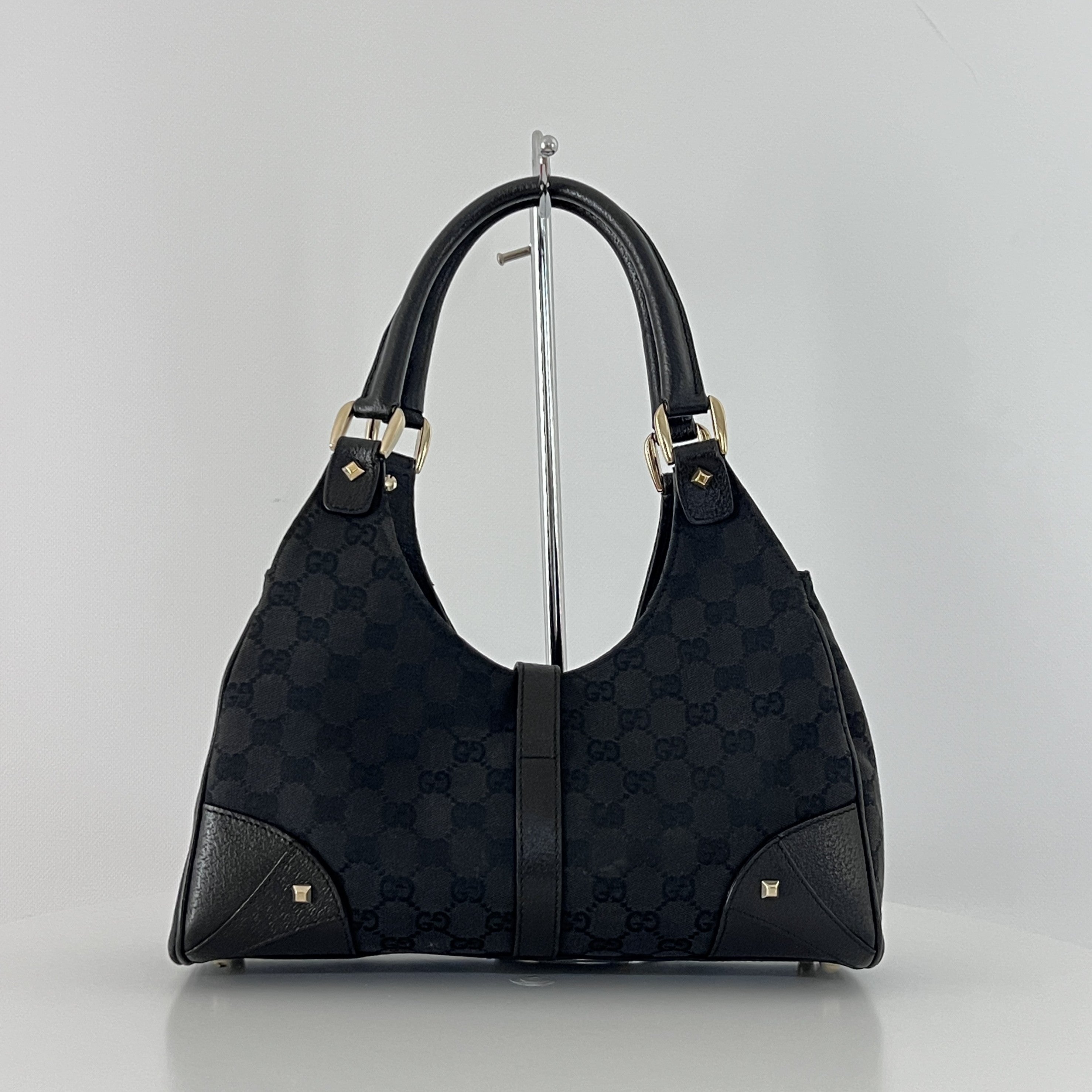 Sac à main GUCCI Jackie toile et cuir noir