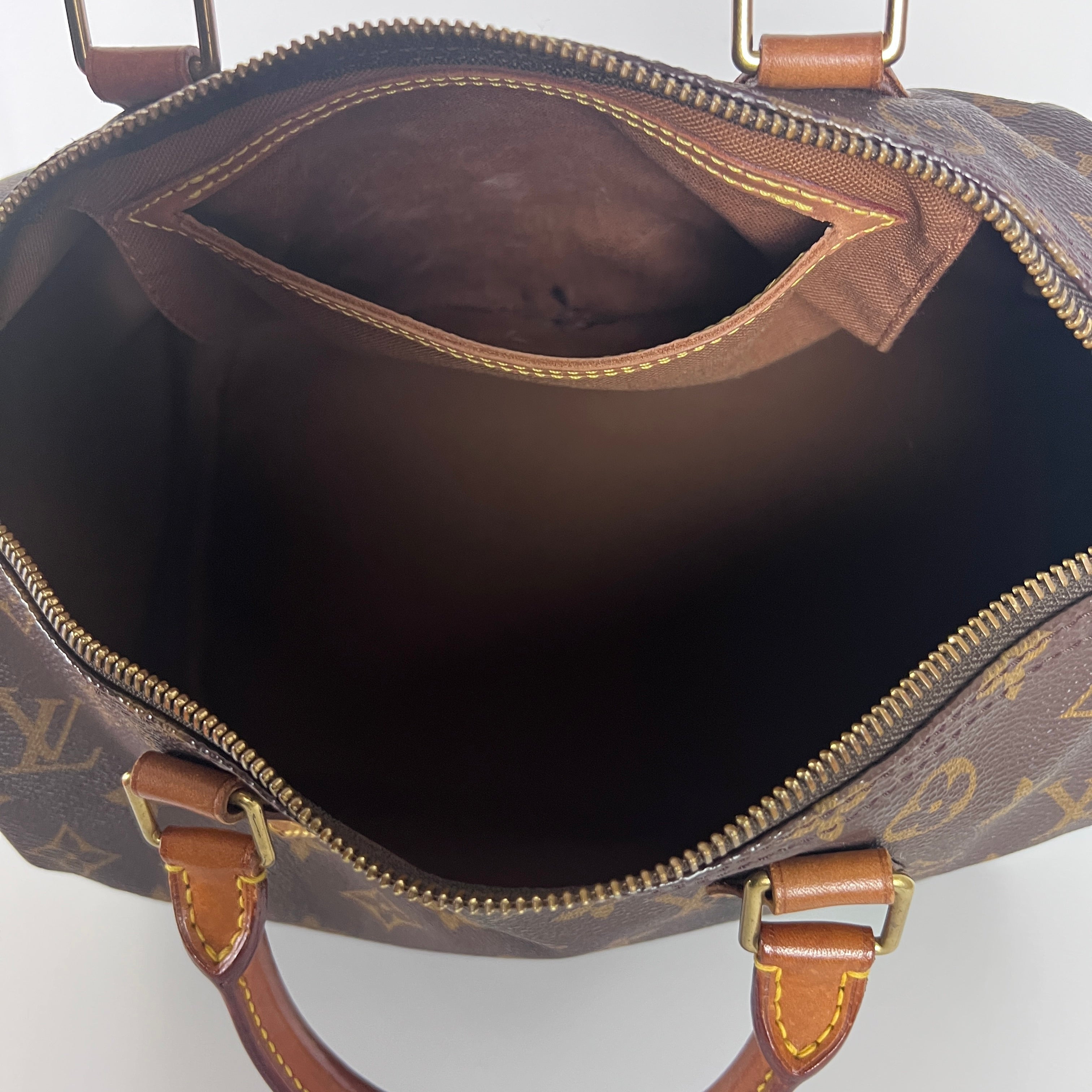 Sac à main LOUIS VUITTON Speedy 30 toile et cuir marron