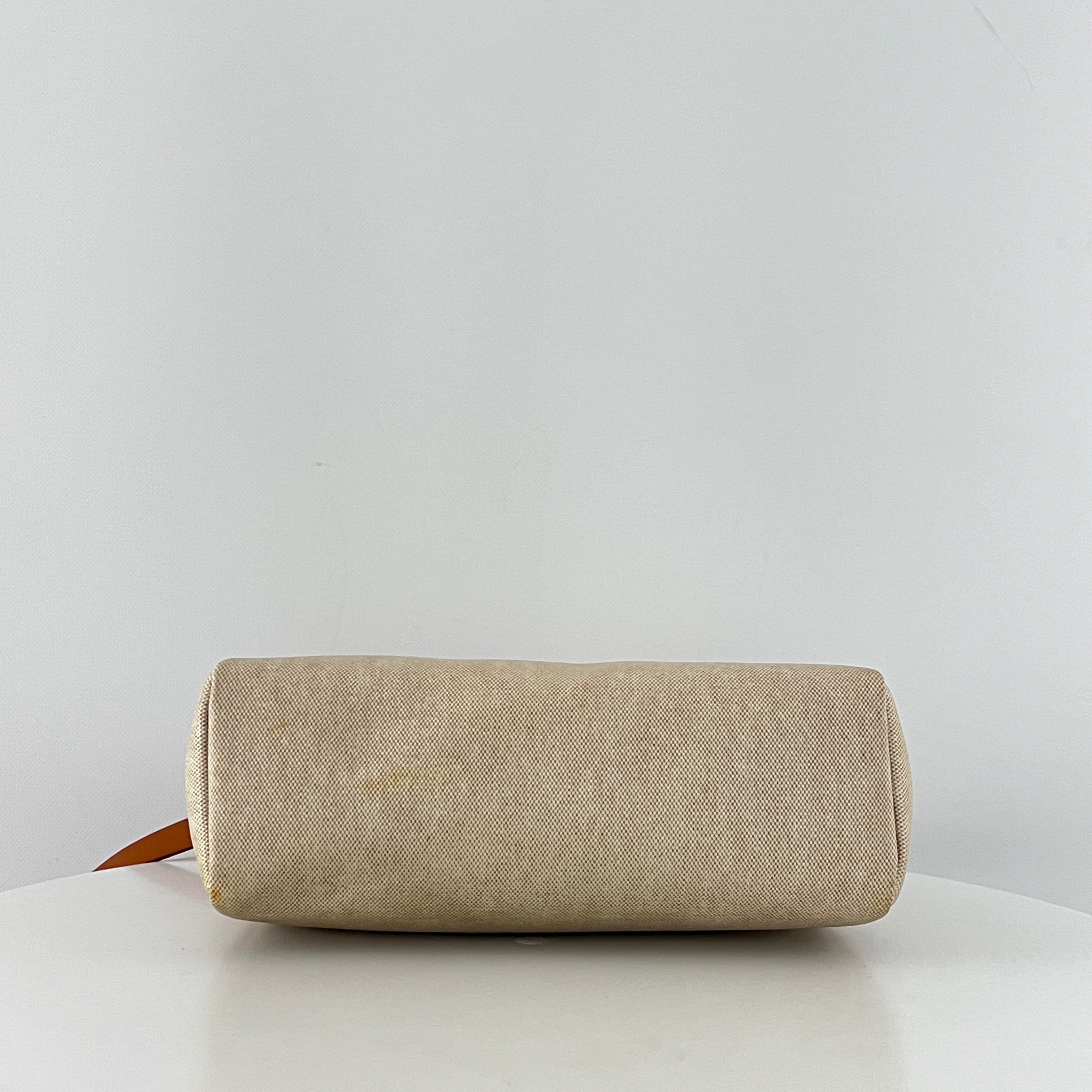 Sac à main HERMES Herbag toile et cuir marron