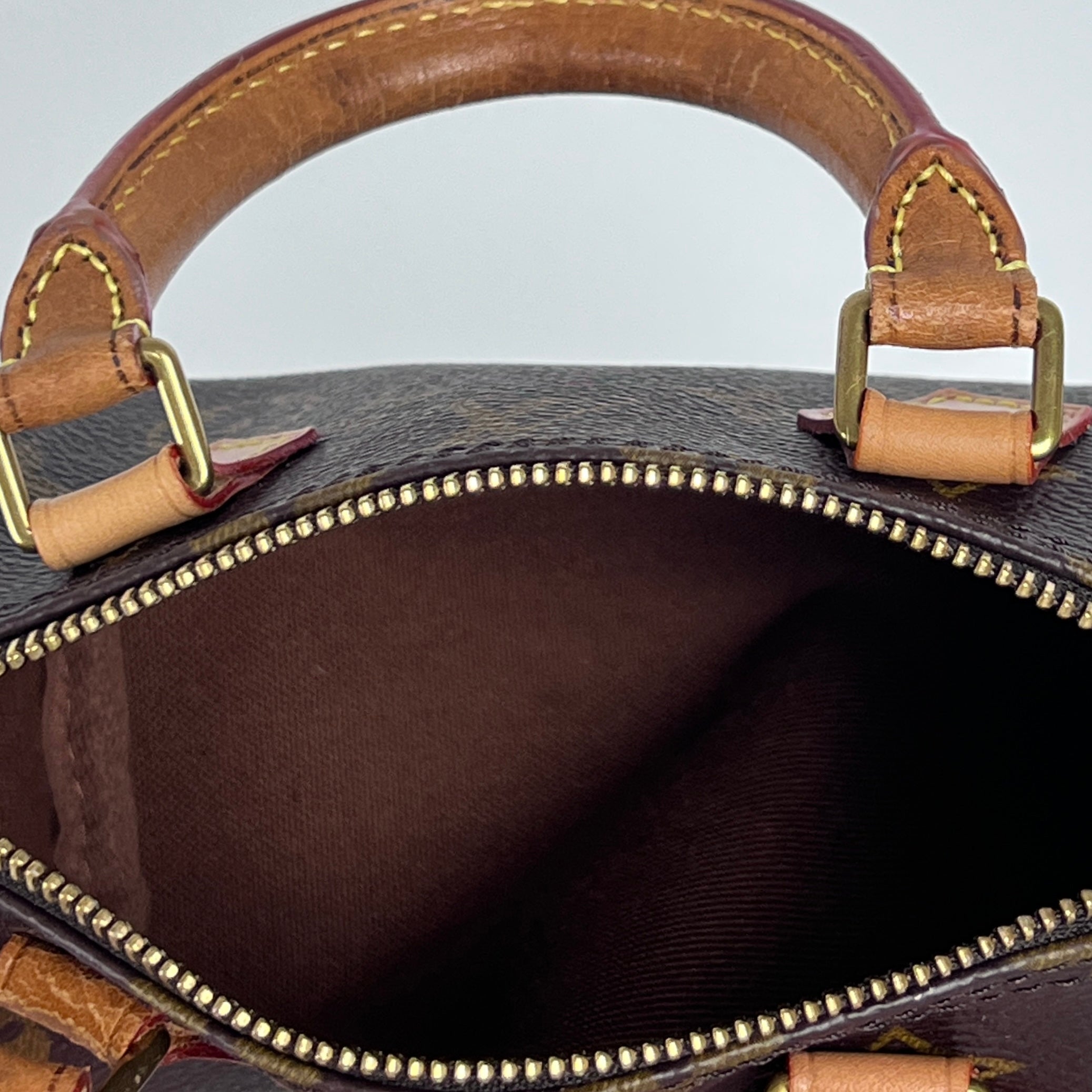 Sac à main LOUIS VUITTON Nano Speedy toile et cuir marron